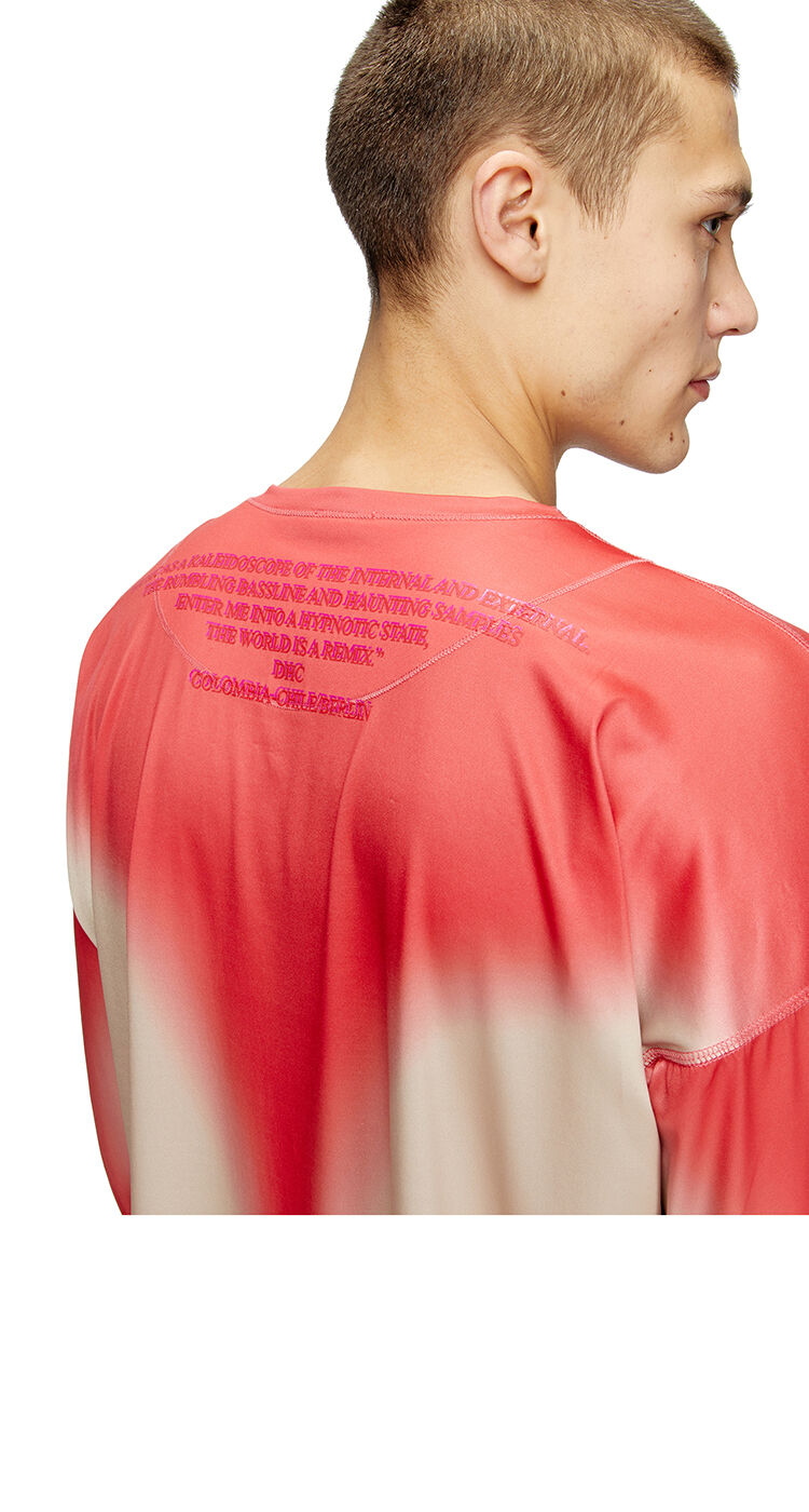 Long-sleeve tech-jersey T-shirt with lyrics print
