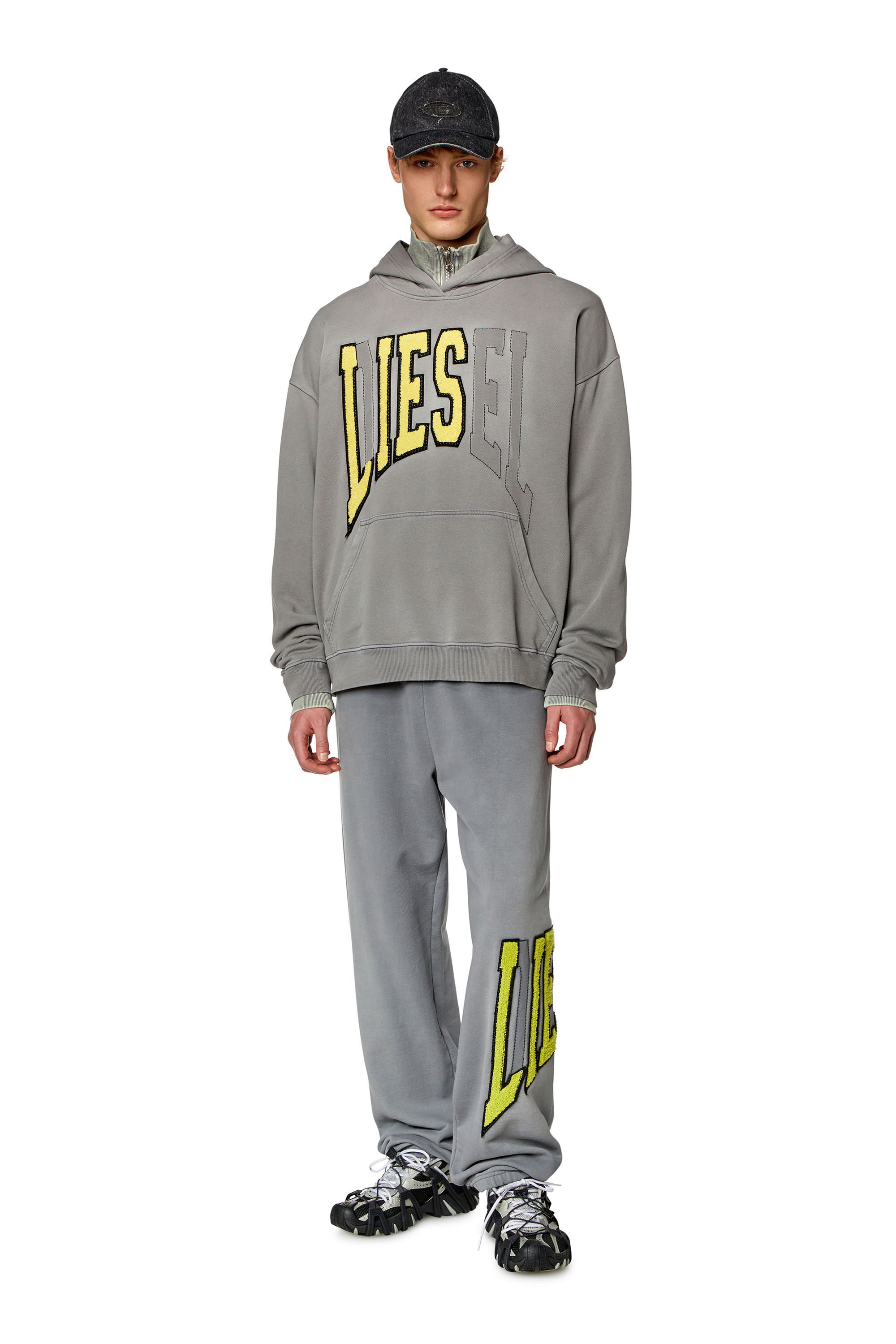 Diesel - S-BOXT-HOOD, Man College hoodie with LIES patches in Grey - Image 3