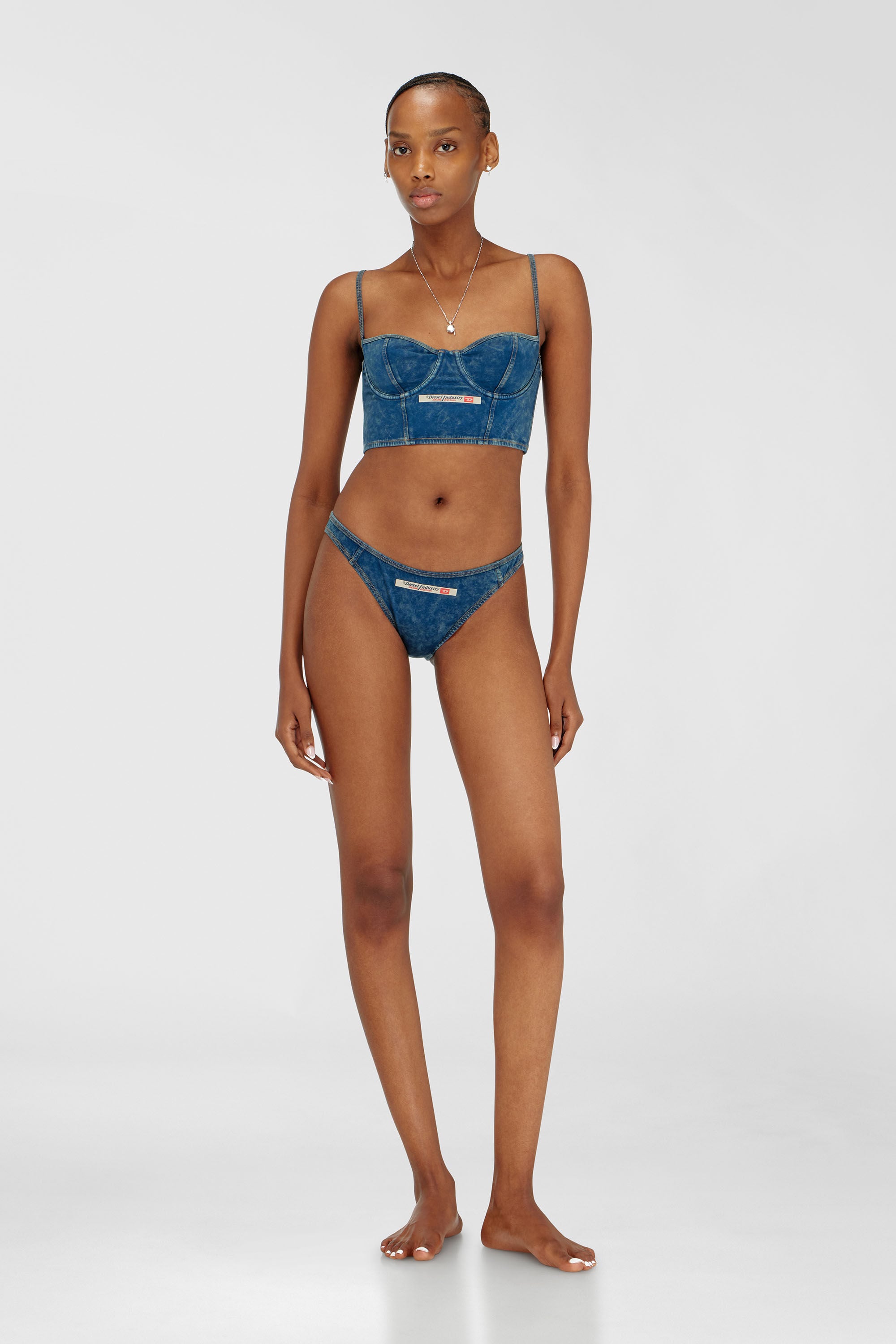 Diesel - SHEILA-DNM, Woman's Bustier top in denim-effect cotton in Blue - 3