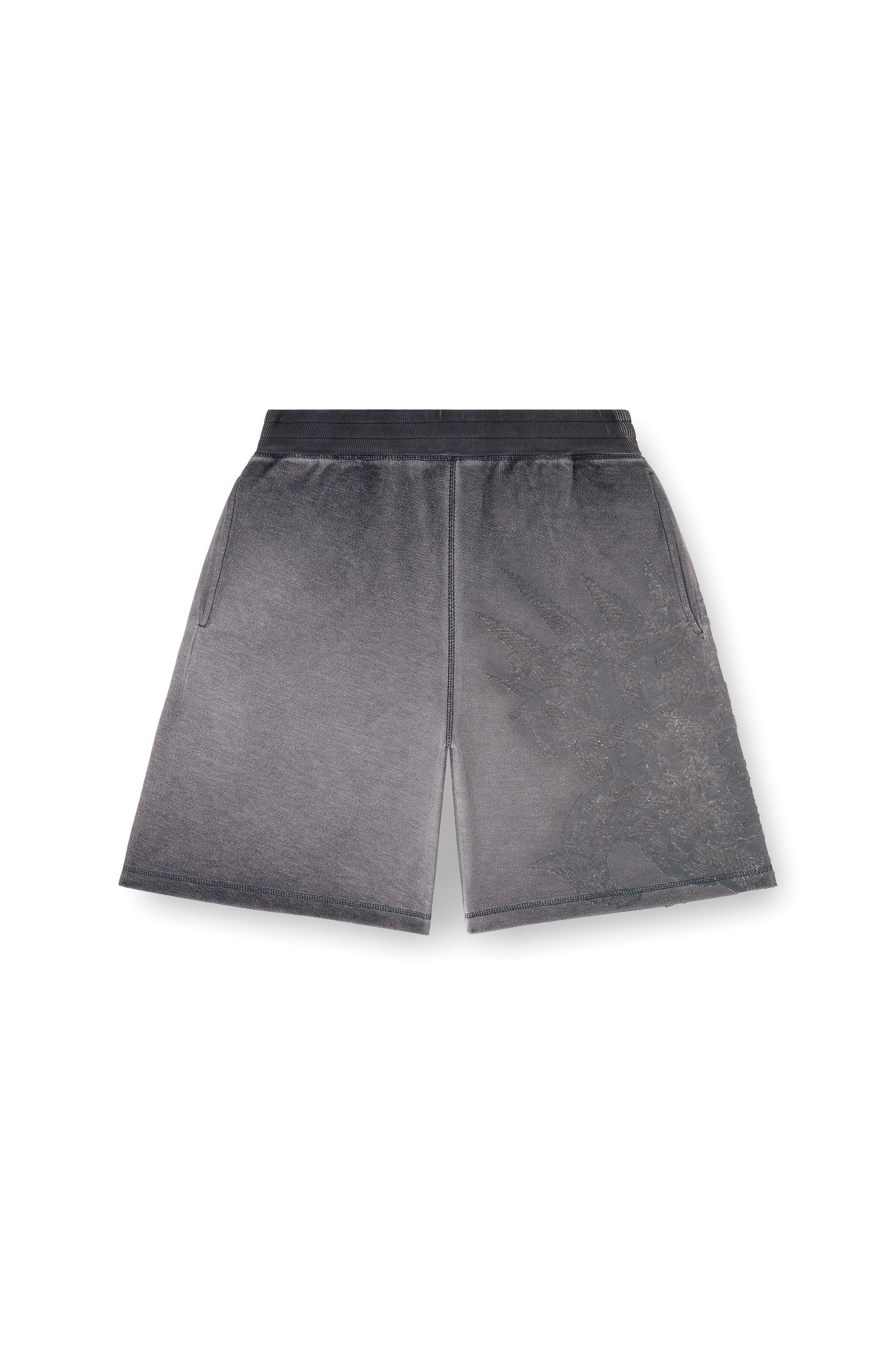Diesel - P-RAWCROW, Man's Sweatshorts with d&eacute;vor&eacute; motifs in null - 2