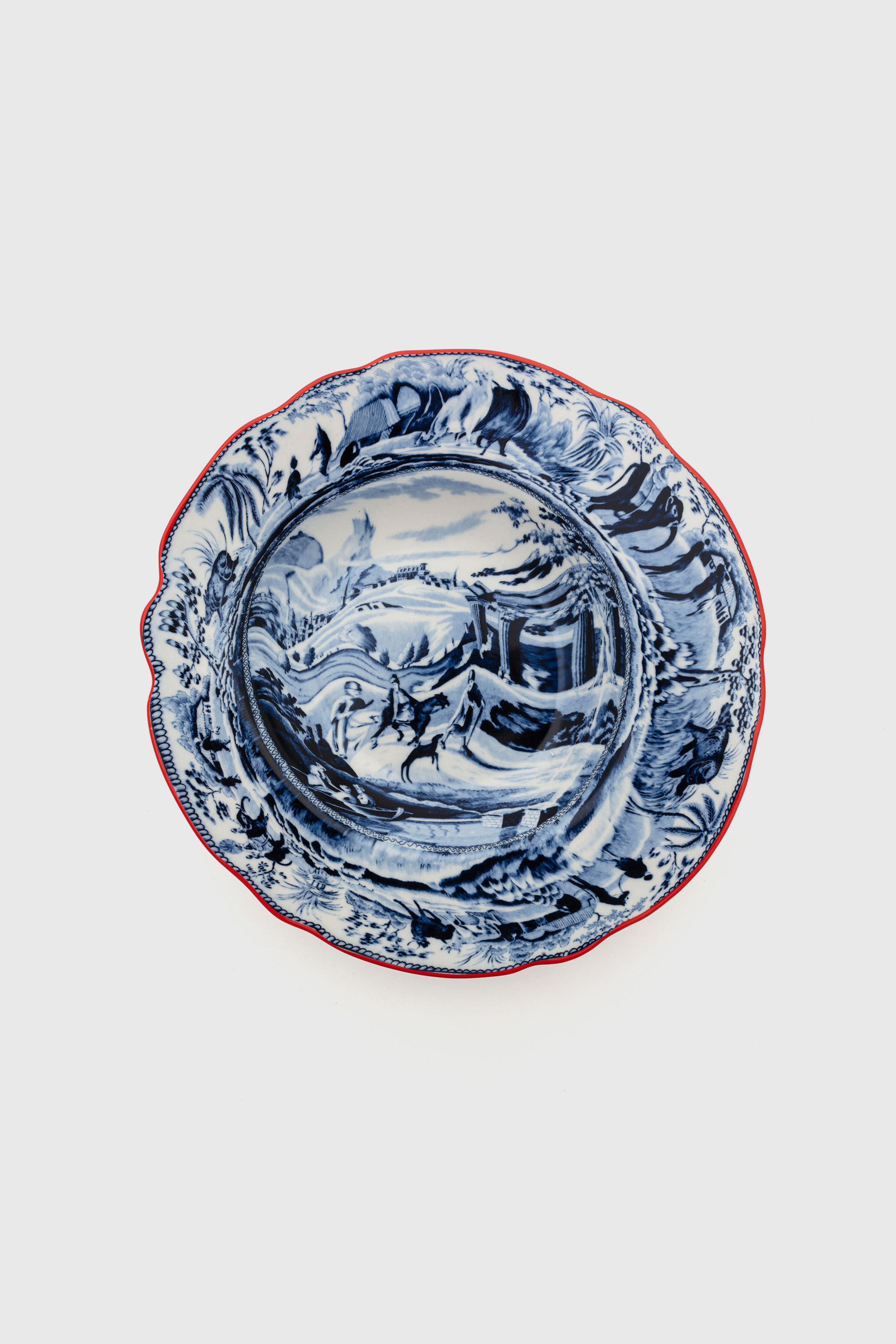Diesel - 11220 SOUP PLATE IN PORCELAIN "CLASSIC O, Unisex's Pocelain soupe plate in White/Blue - 1