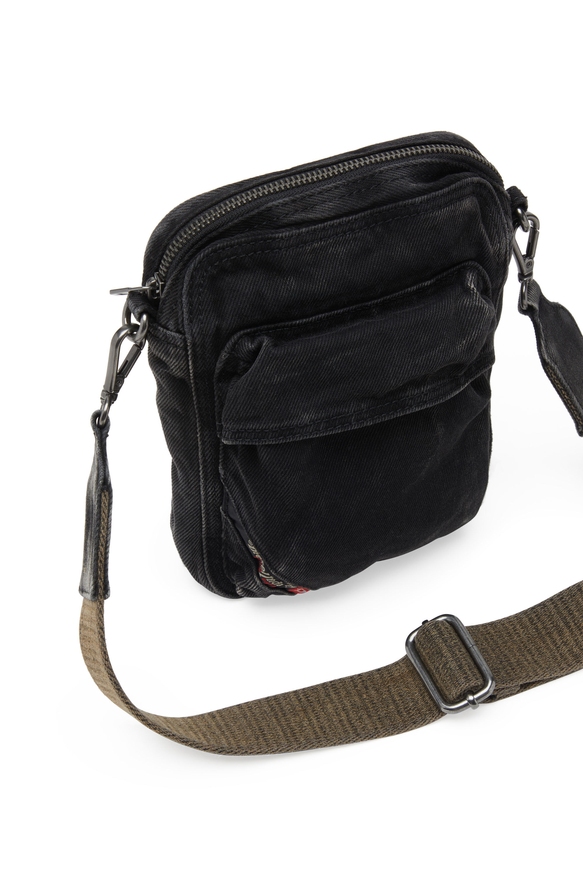 Diesel - MULTI-PKTS CROSSBODY X, Man's Multi-Pkts-Crossbody bag in washed denim in Black - 2