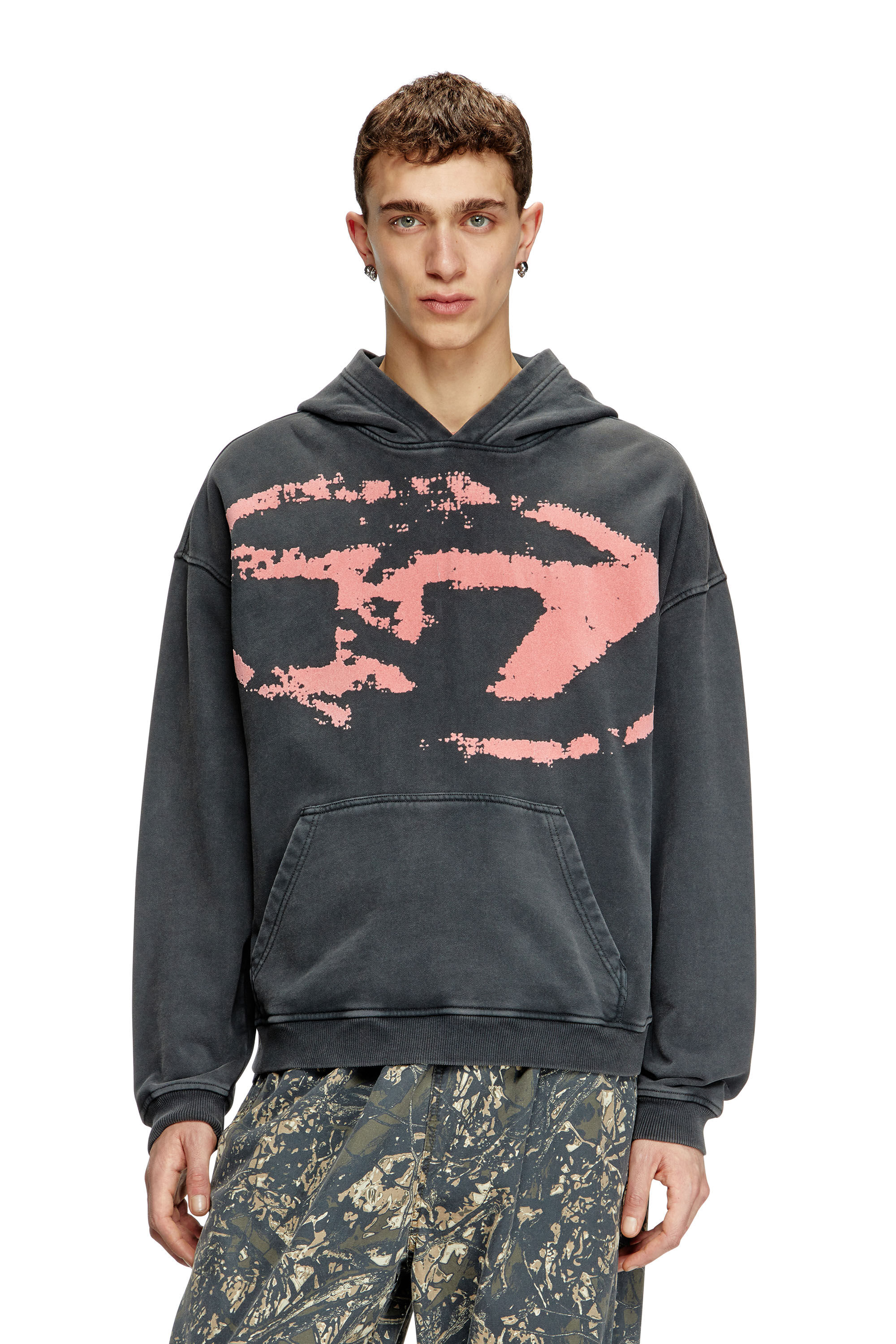 Diesel - S-BOXT-HOOD-R10, Man's Hoodie with flocked Oval D logo in Black - 3