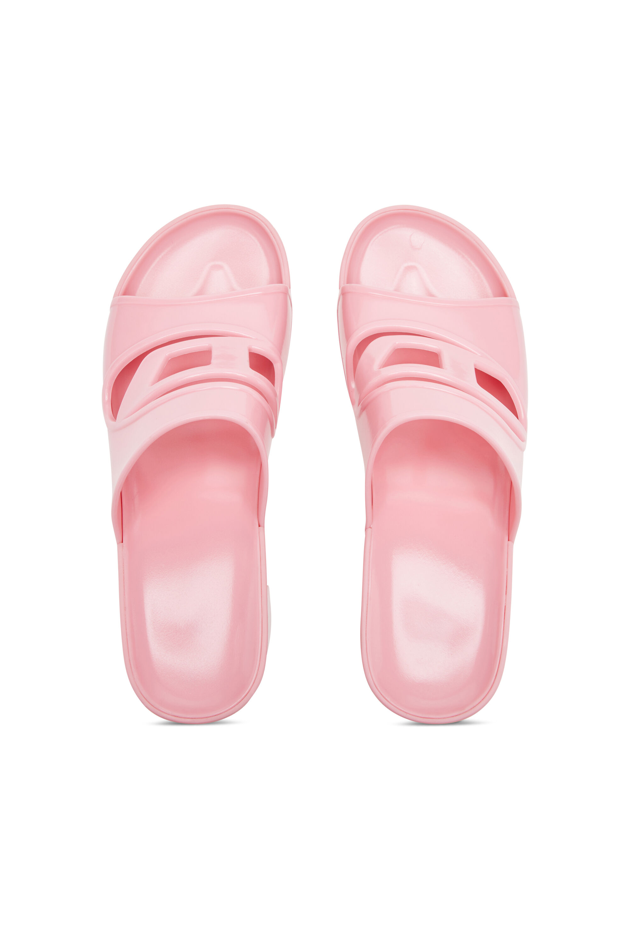 Diesel - SA-BONNIE, Woman's Sa-Bonnie-Heeled rubber slides with cut-out logo in Pink - 4