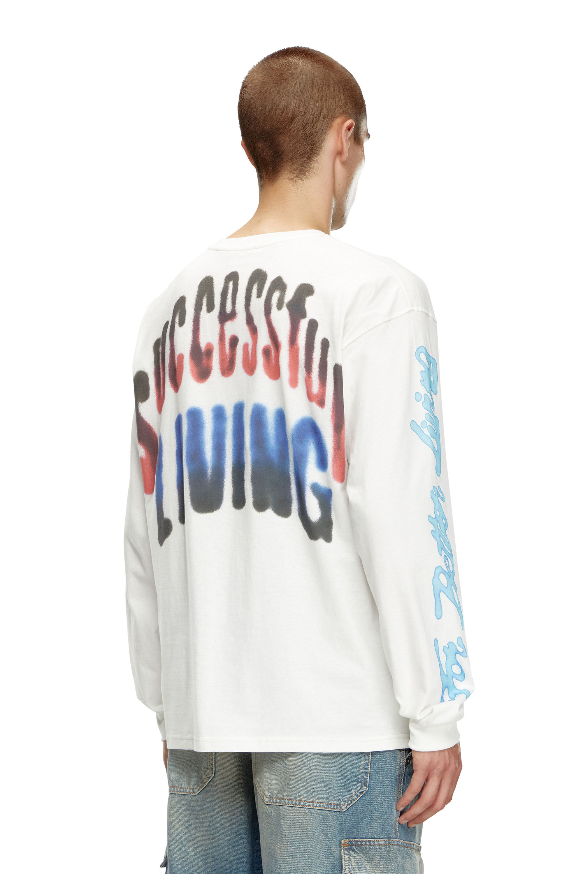 Diesel - T-BOXT-LS-Q15, Man Long-sleeve T-shirt with logo prints in White - Image 4