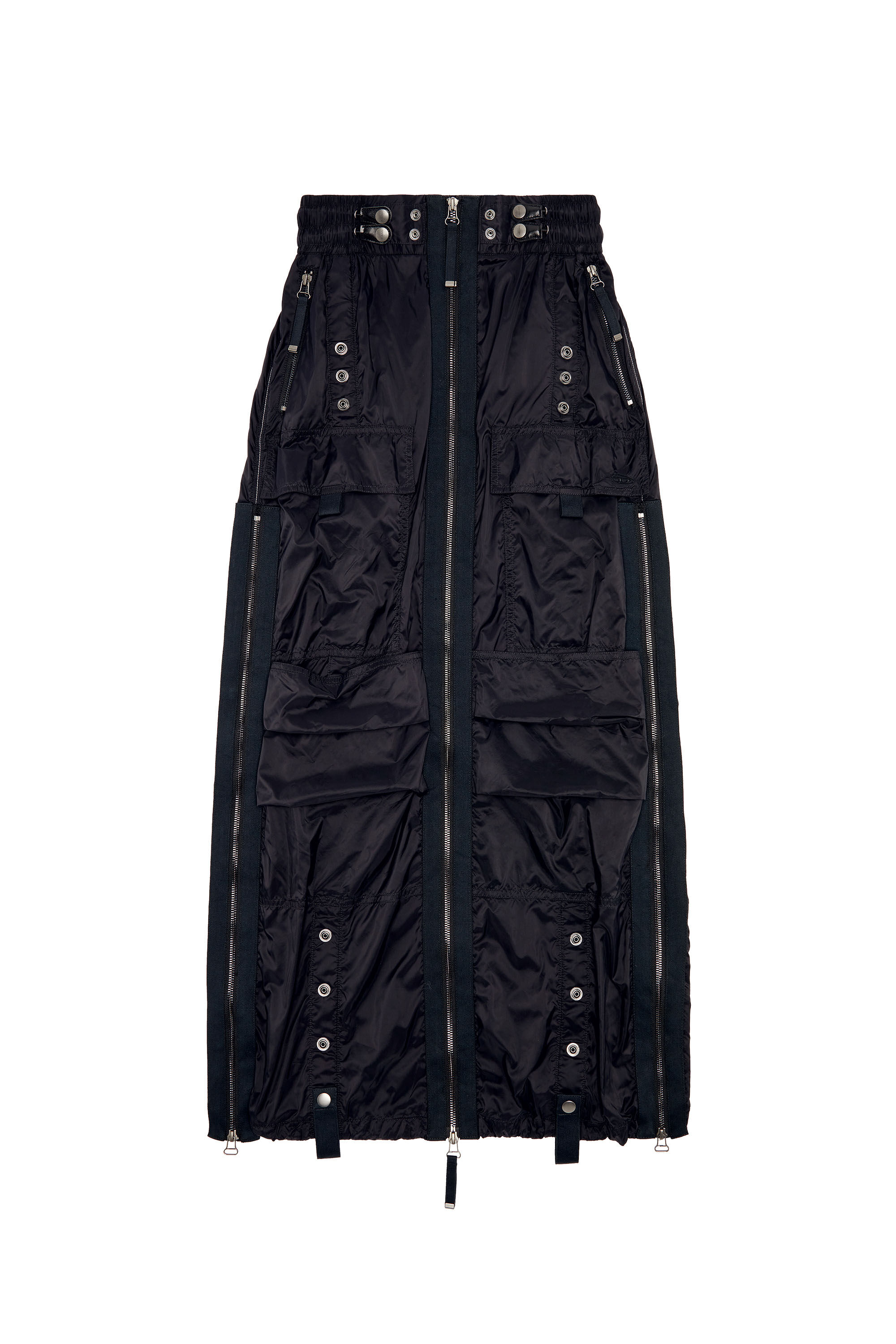Diesel - O-CREP, Woman's Long skirt with cargo pockets in Black - 2