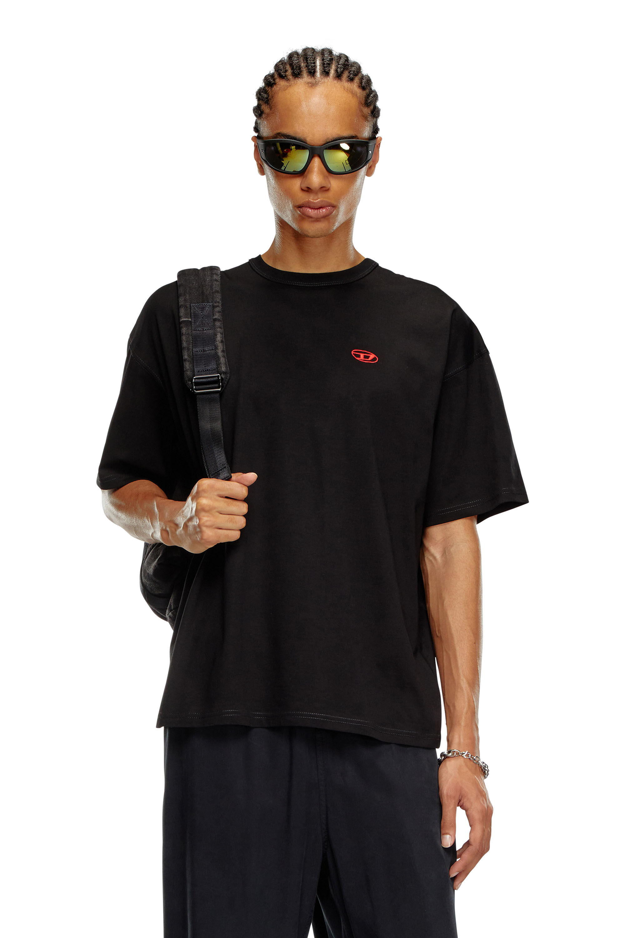 Diesel - T-BOXT-K18, Man's T-shirt with Oval D print and embroidery in Black - 3
