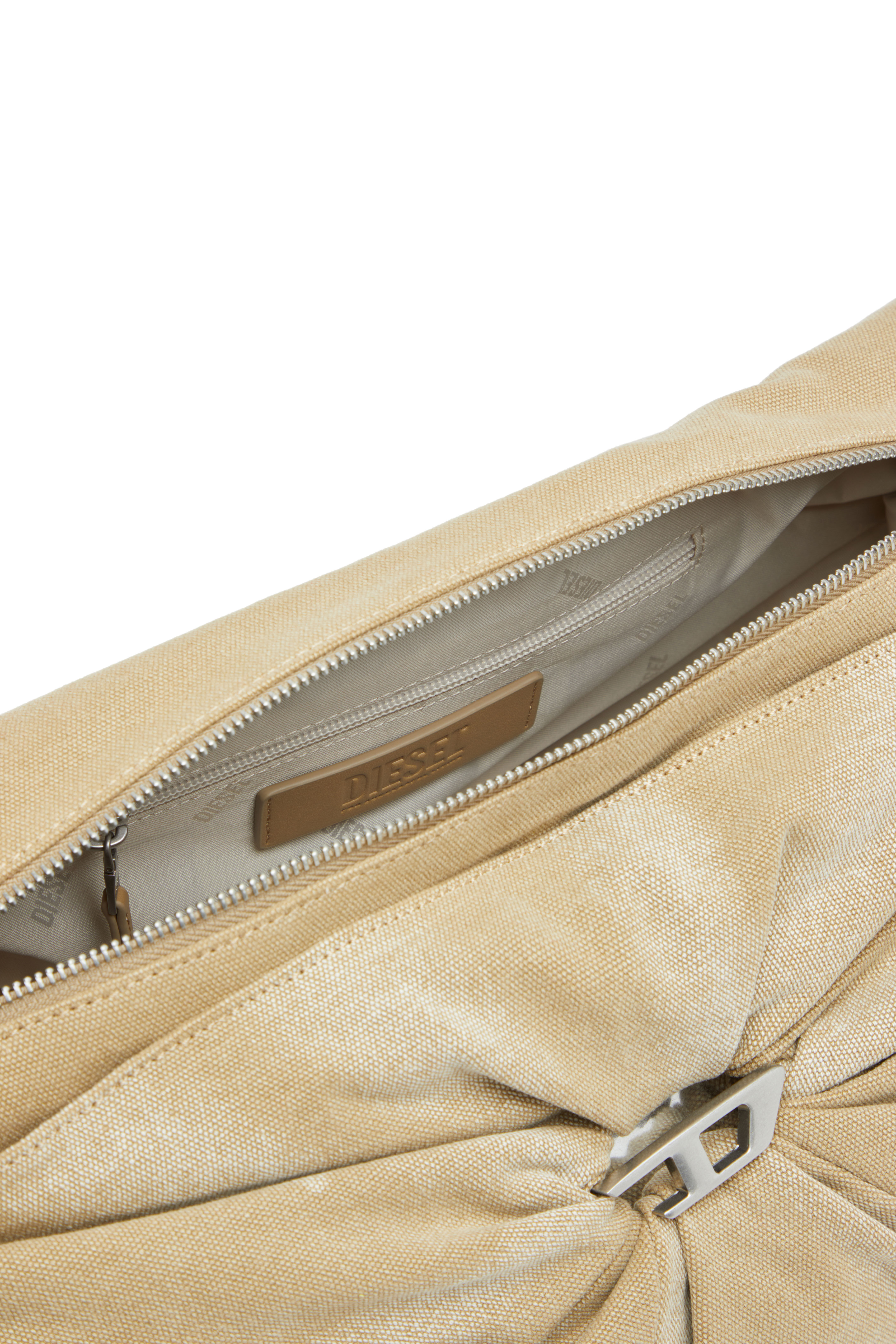 Diesel - SCRUNCH-D CROSSBODY L, Woman's Scrunch-D L-Scrunched duffle bag in treated canvas in Beige - 5