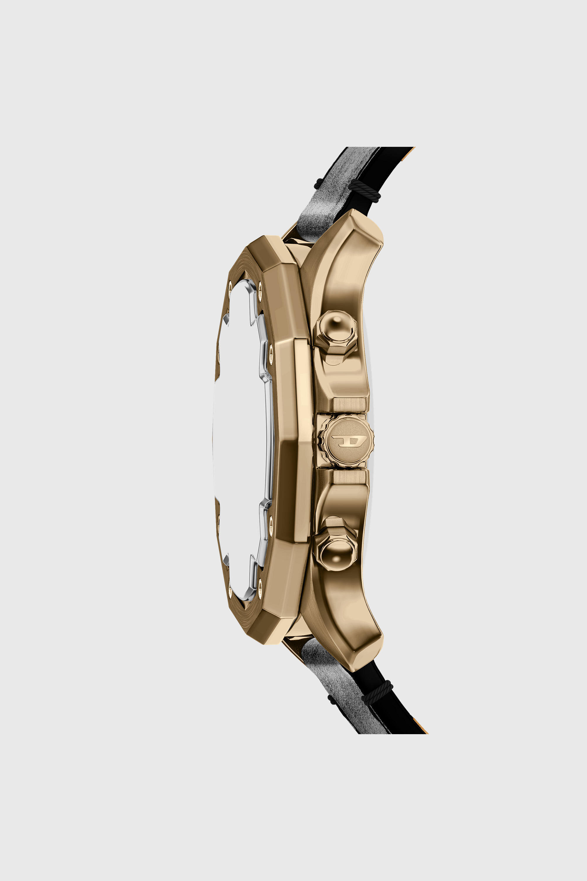 Diesel - DZ4733 WATCH, Man's Stinger antique gold-tone leather watch in Black - 3