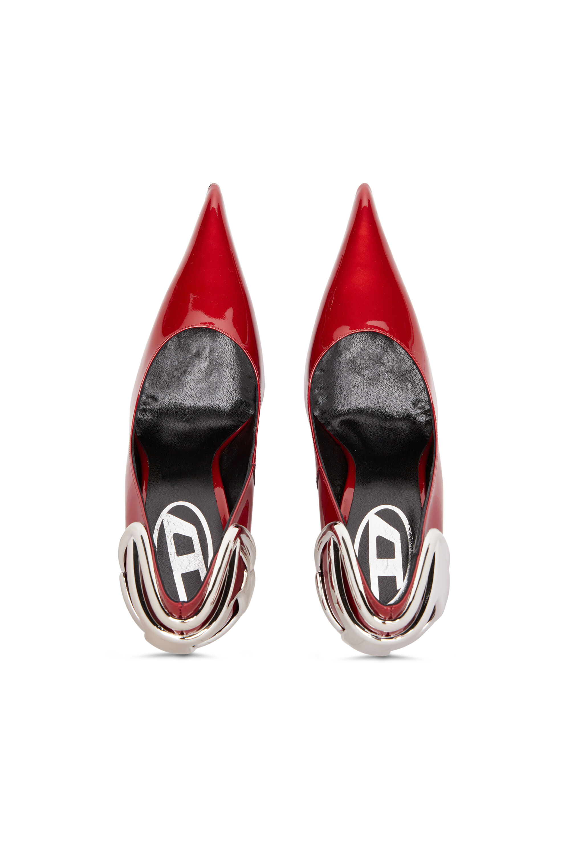 Diesel - D-TEN&HALF P, Woman's D-Ten&Half-Patent leather pumps with Oval D heel in Red - 4