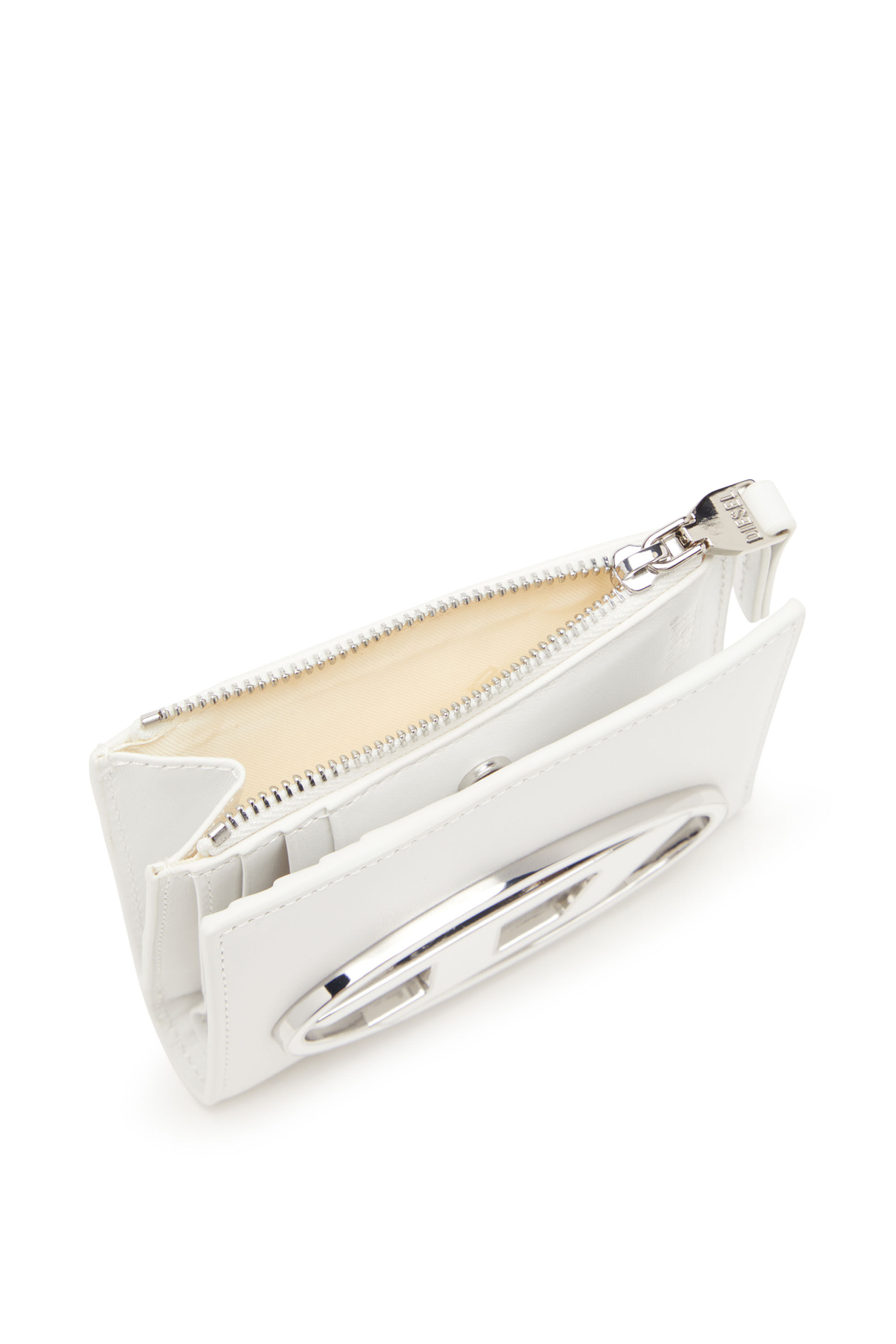 DIESEL☆ Small leather wallet with logo plaque ホワイト Women's Small leather wallet with logo plaque | White | Diesel