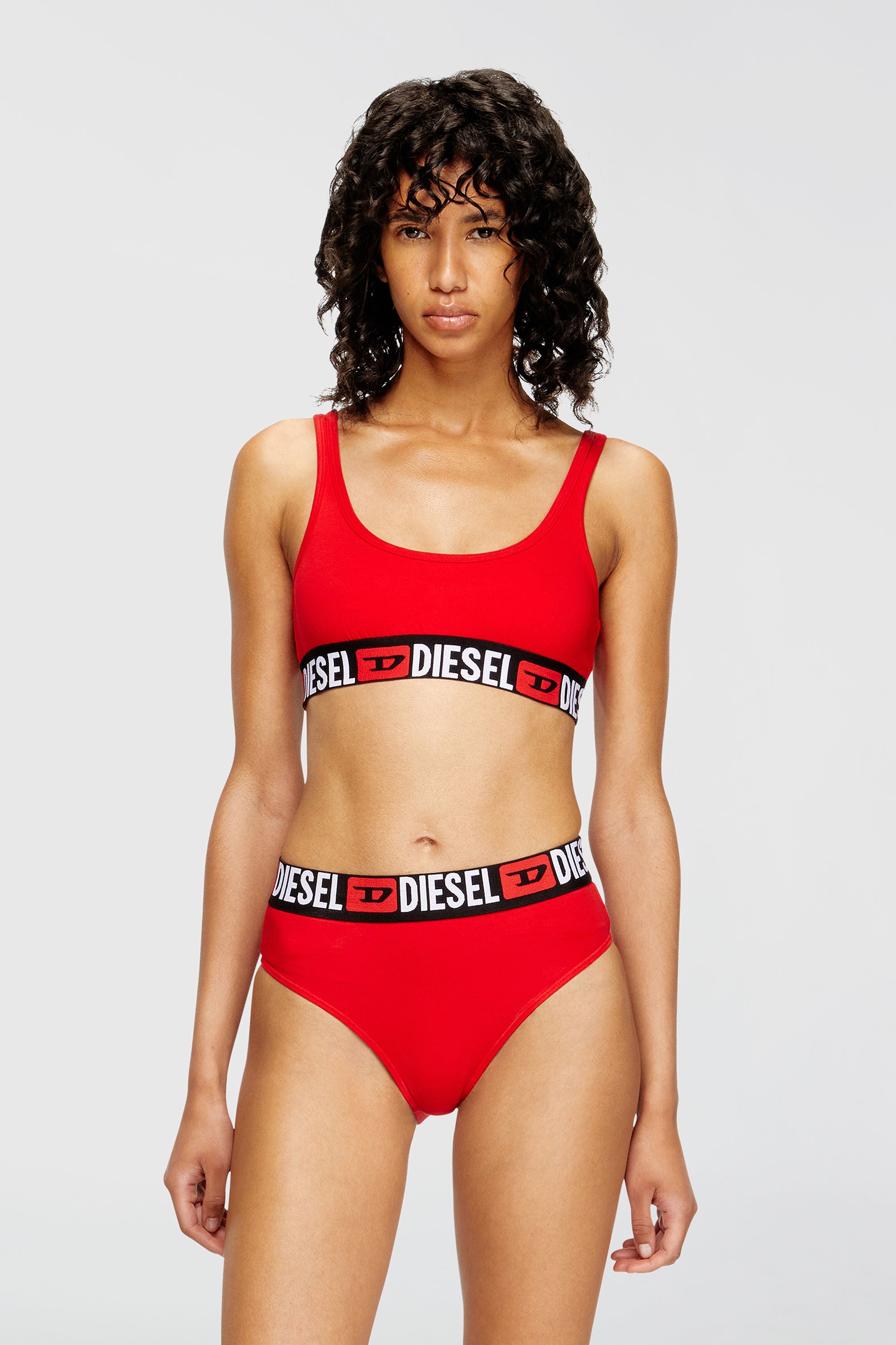 Diesel - UFSB-ORIBA, Woman's Cotton bralette with logo in Red - 3