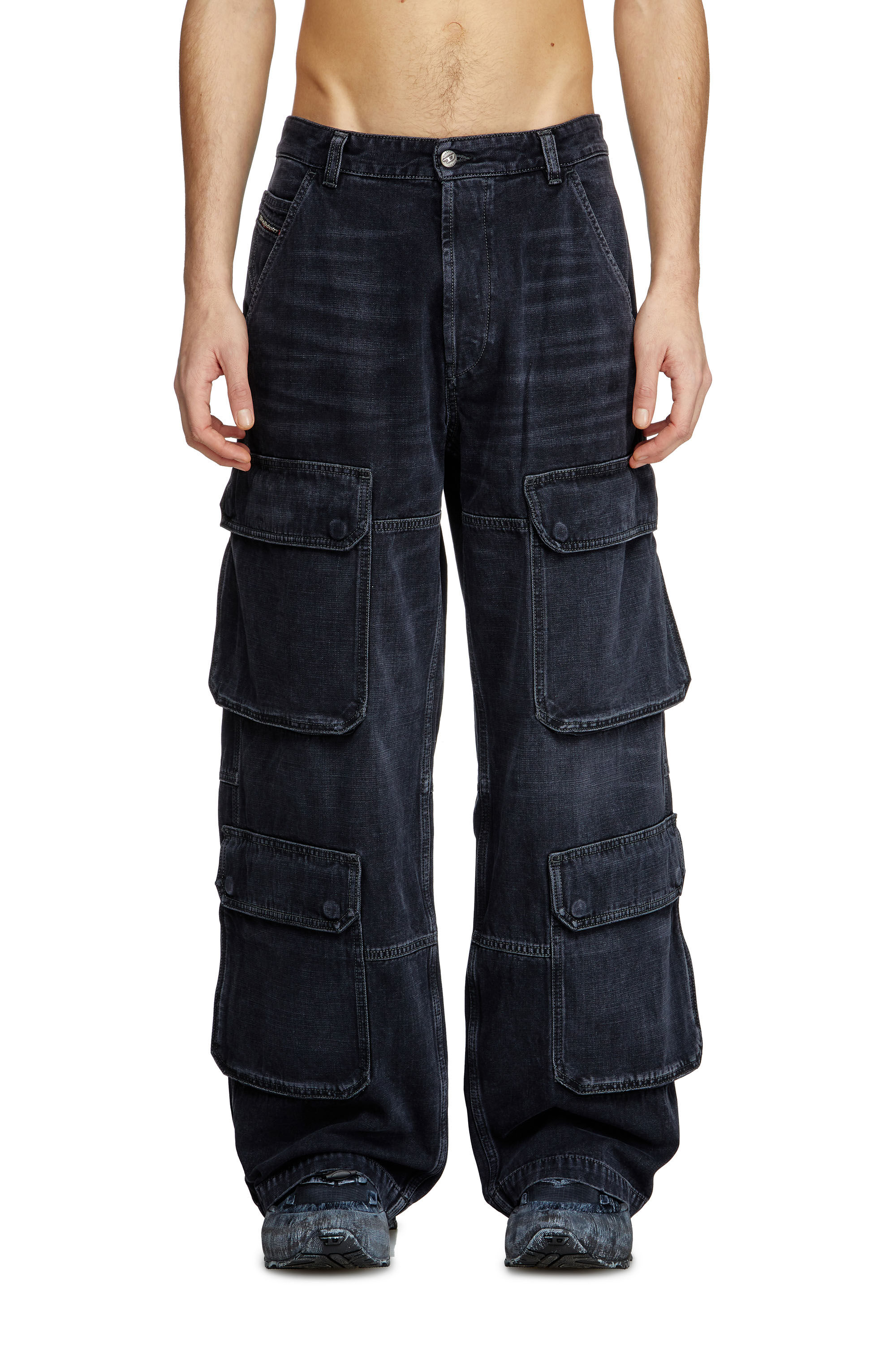 Diesel - Man's Relaxed Jeans D-Touch 007Z9, Black/Dark grey - 3