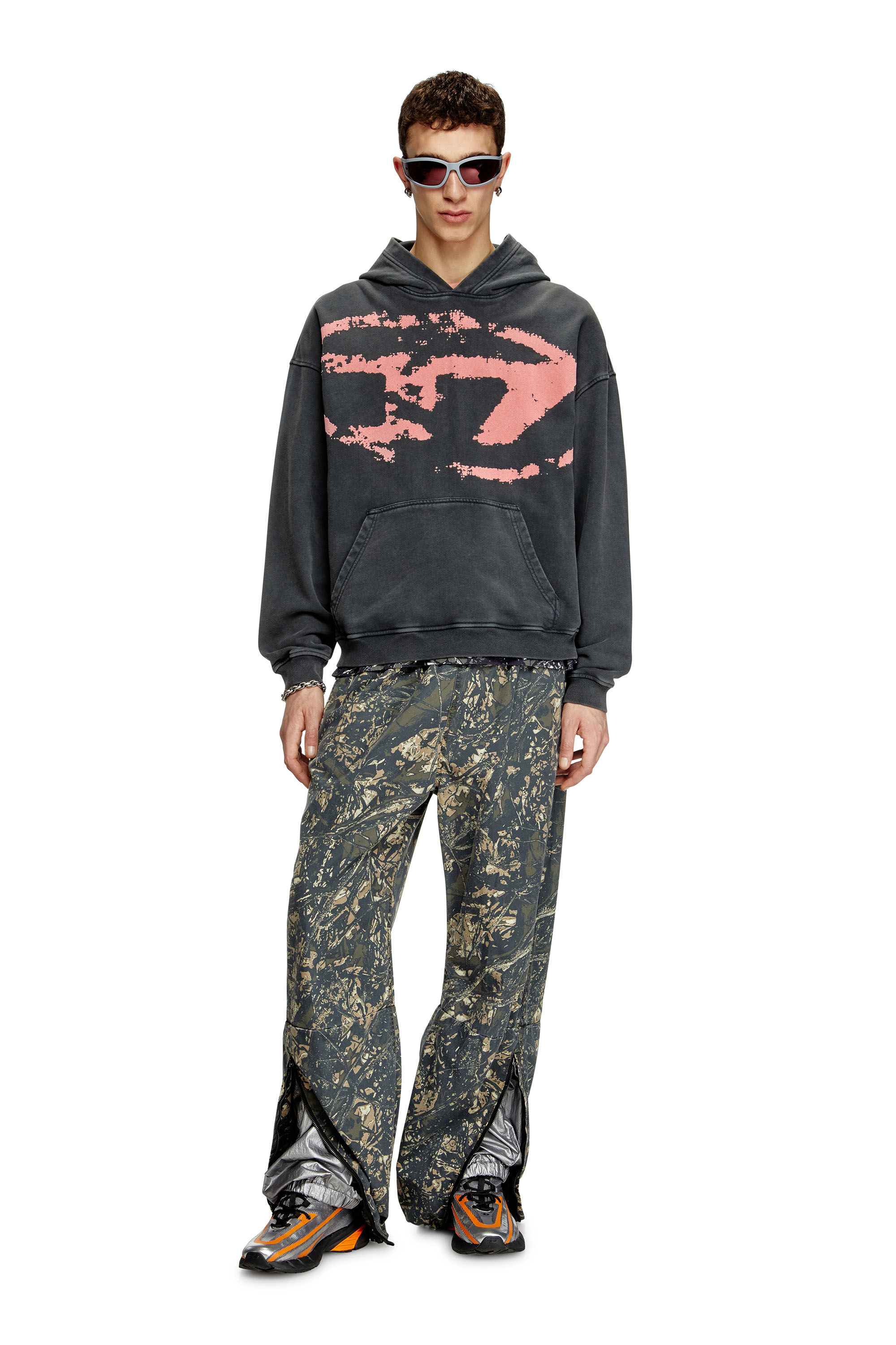 Diesel - S-BOXT-HOOD-R10, Man's Hoodie with flocked Oval D logo in Black - 1