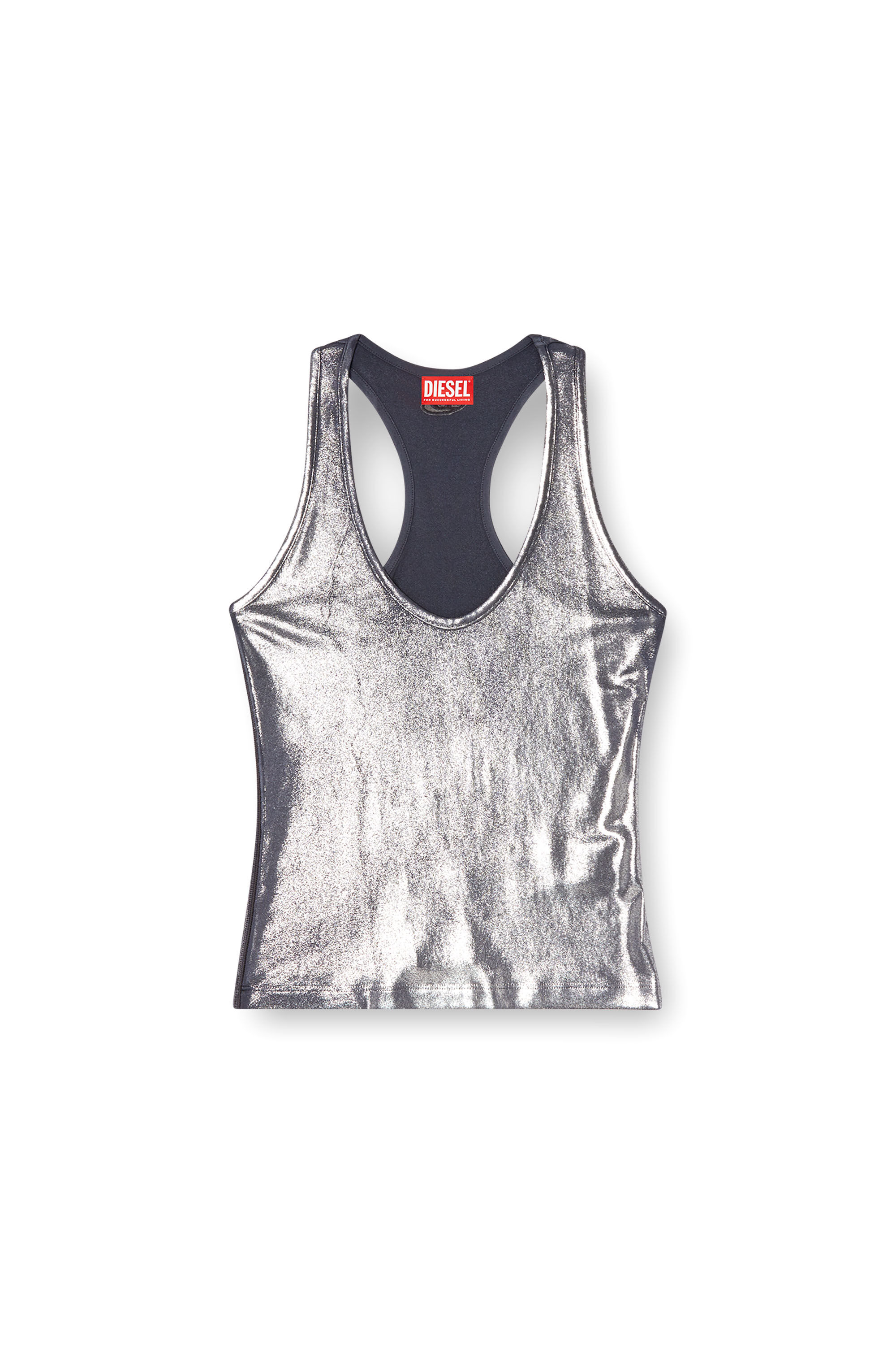 Diesel - T-AMA, Woman's Metallic tank top in Blue - 2
