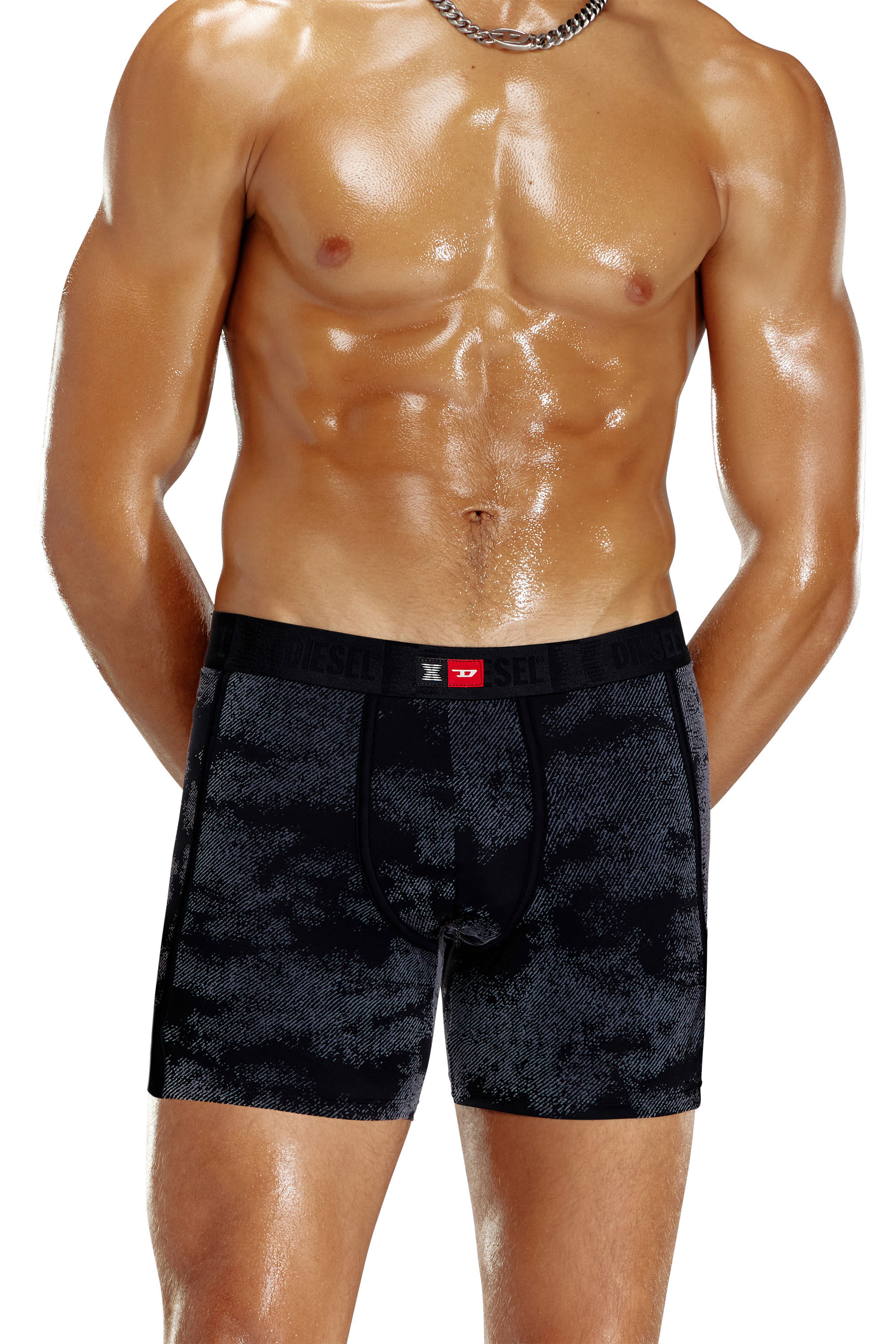 Diesel - FLOCKED-BOXER-BRIEFS, Man's Flocked microfibre boxer briefs in Black - 3