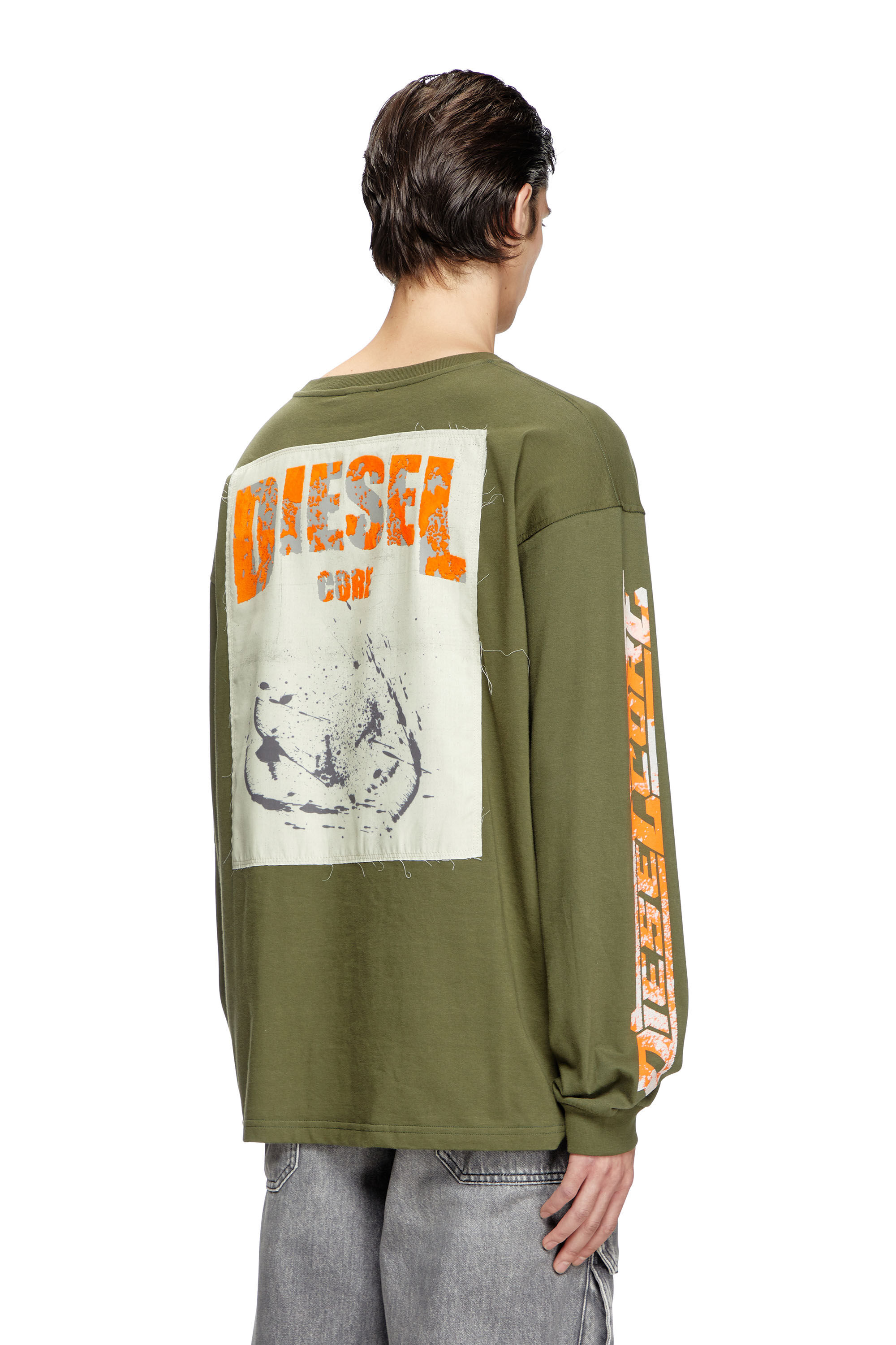 Men's Long-sleeve T-shirt with graphic patches | Green | Diesel