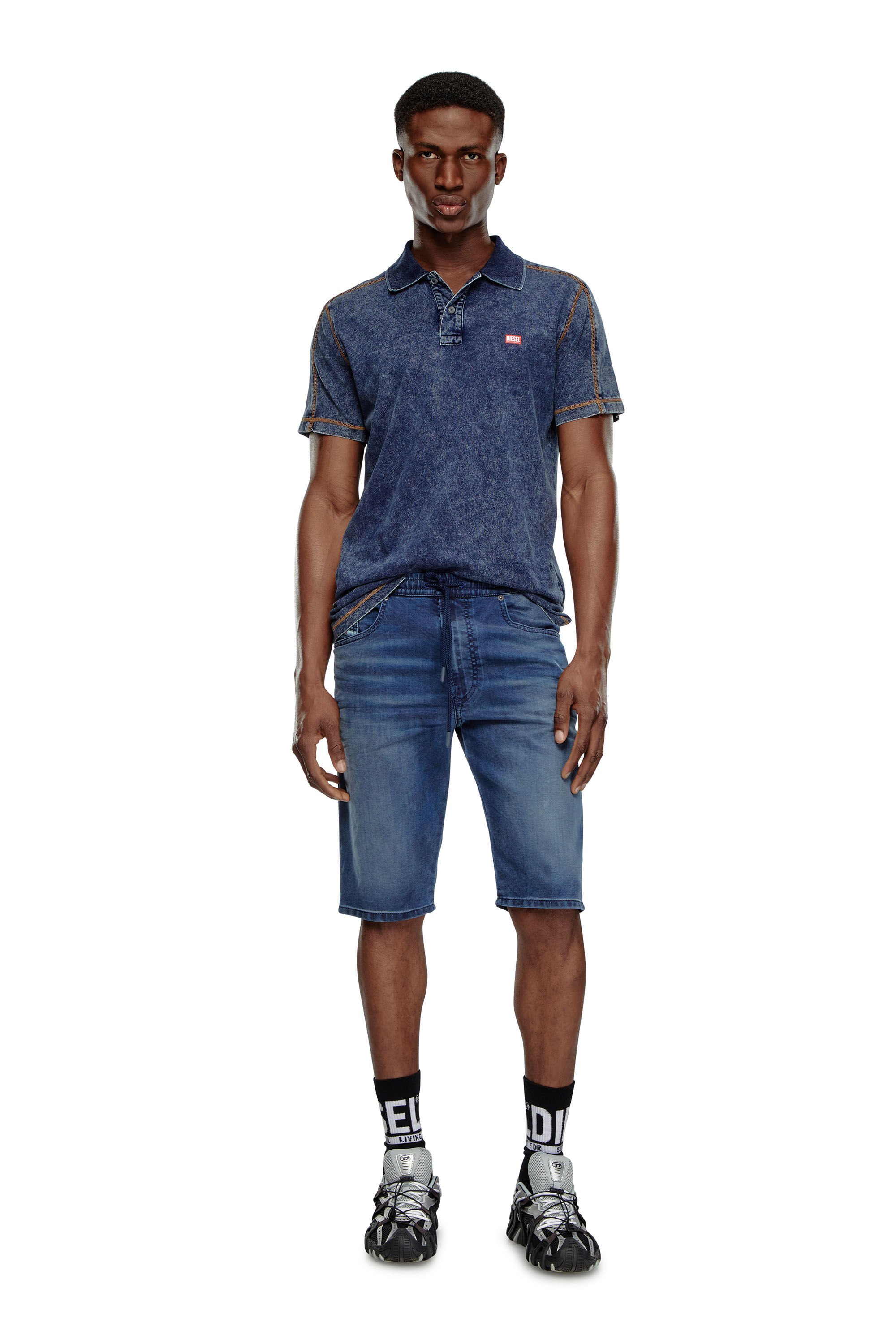Diesel - 2033 D-KROOLEY-SHORT JOGG, Man's Chino shorts in JoggJeans in Medium blue - 1