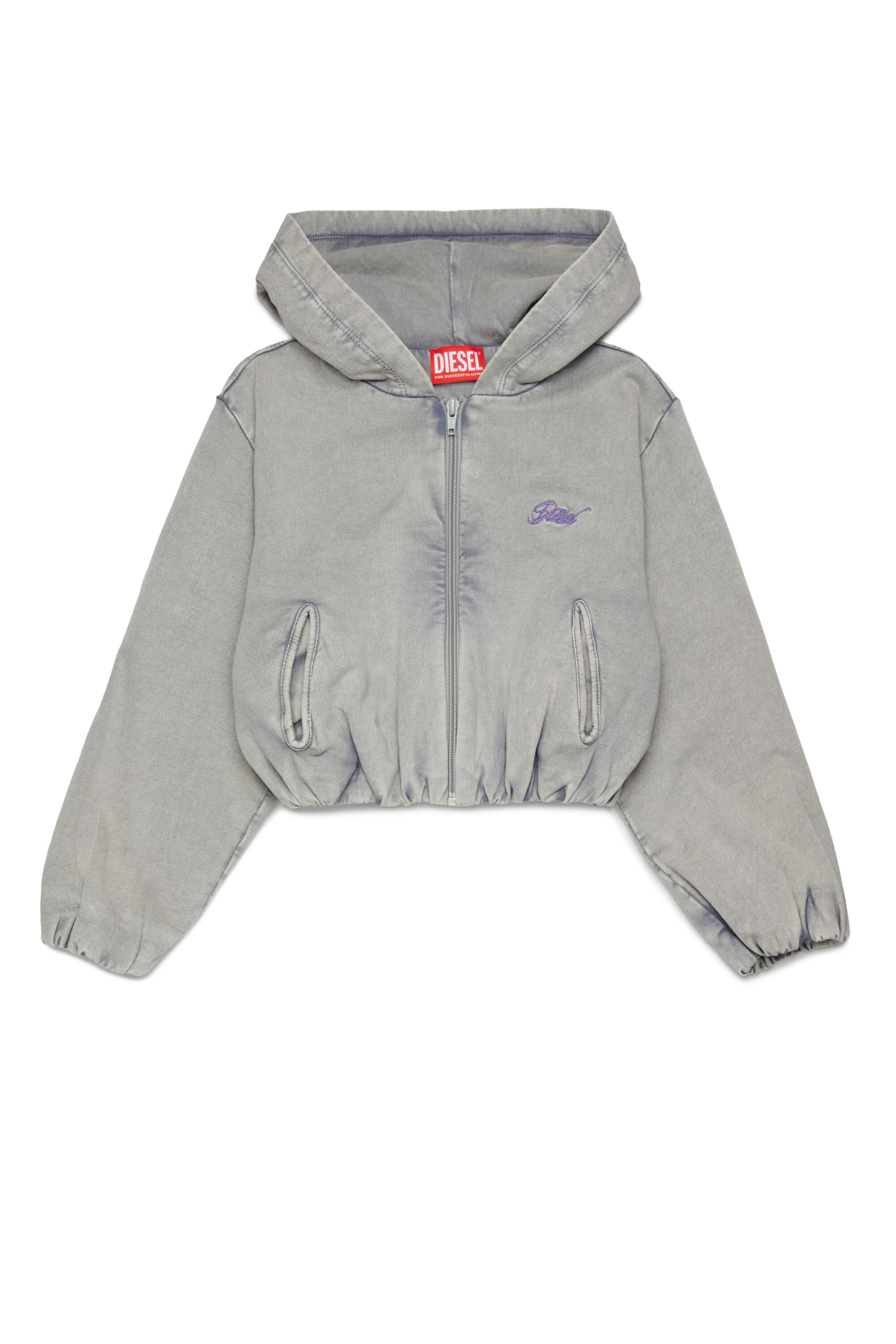 Diesel - SFENERDI, Woman's Zipped hoodie with stretch hem in Grey - 1