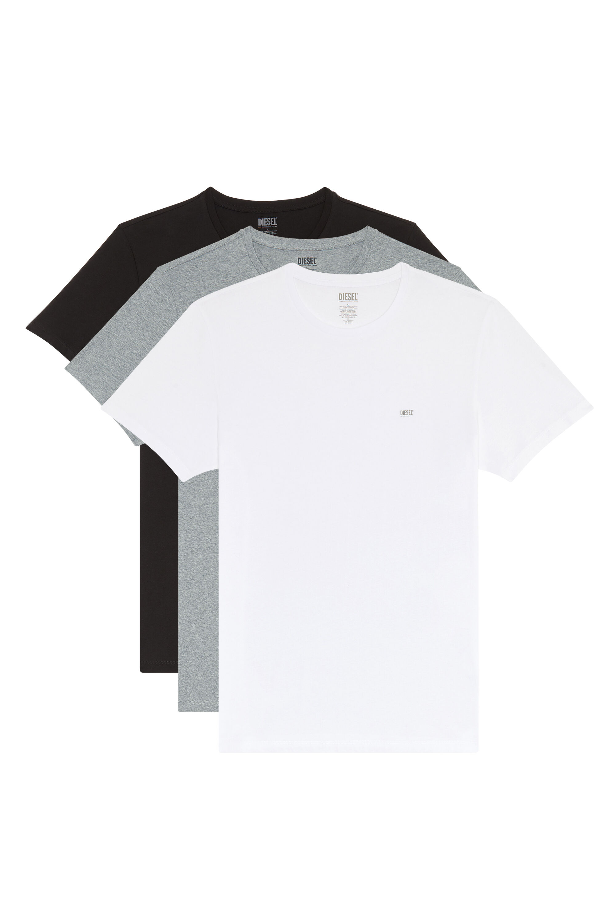 Diesel - UMTEE-JAKETHREEPACK, Man's Three-pack crew-neck T-shirts in Grey/White - 2