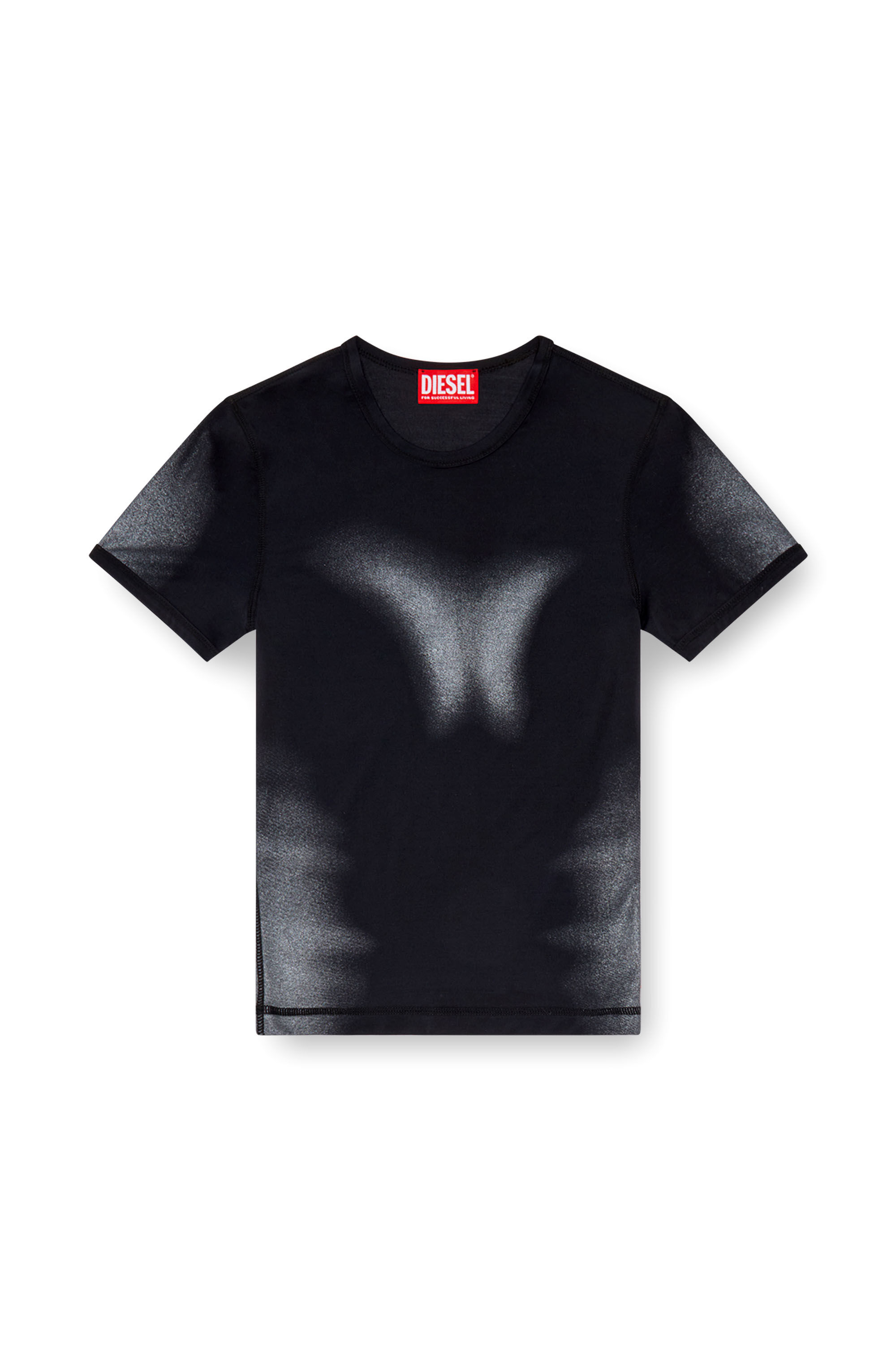 Diesel - T-ANESSA, Woman T-shirt with metallic effects in Black - Image 2