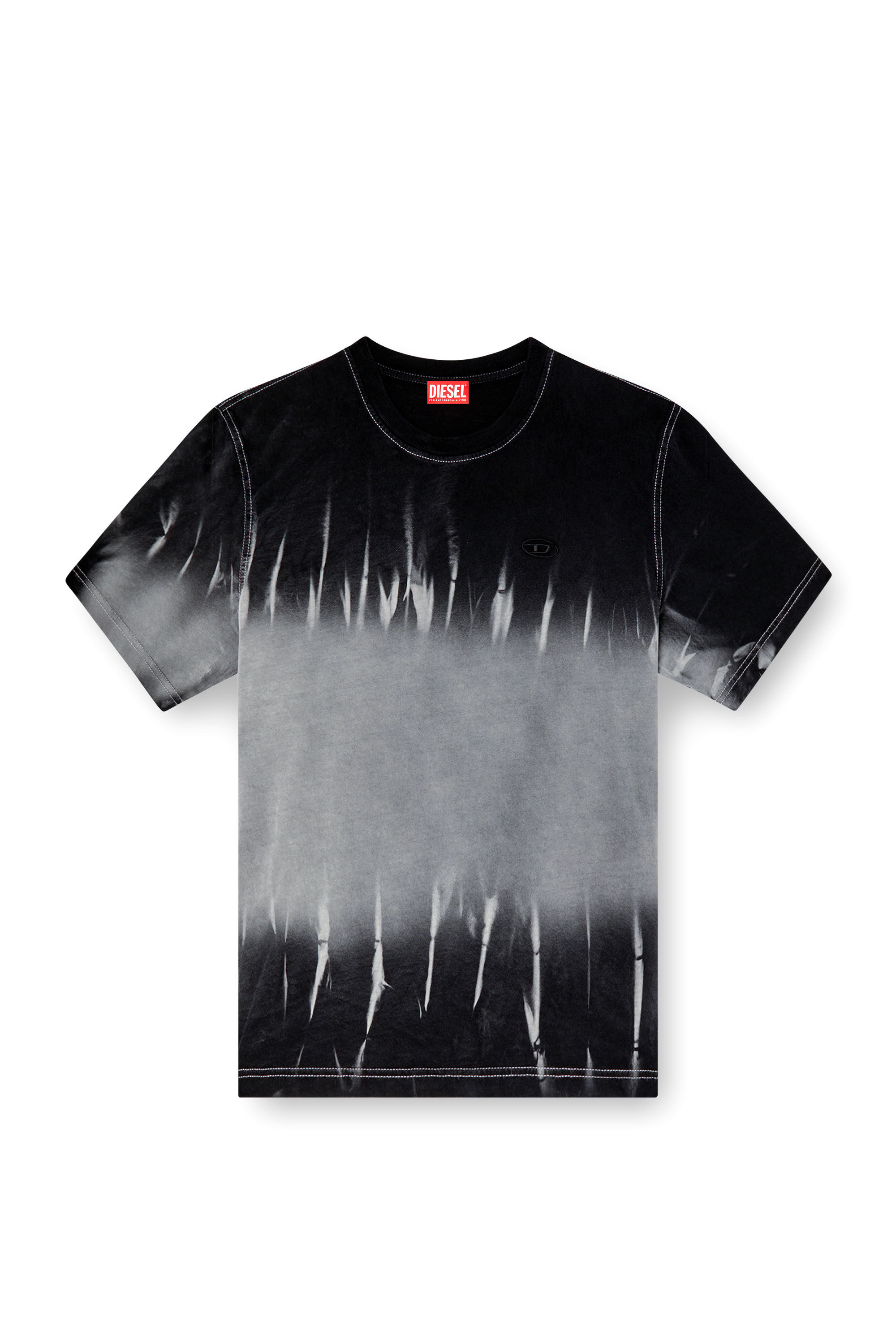Diesel - T-ADJUST-R21, Man's Tie-dye T-shirt with logo embroidery in Black - 2