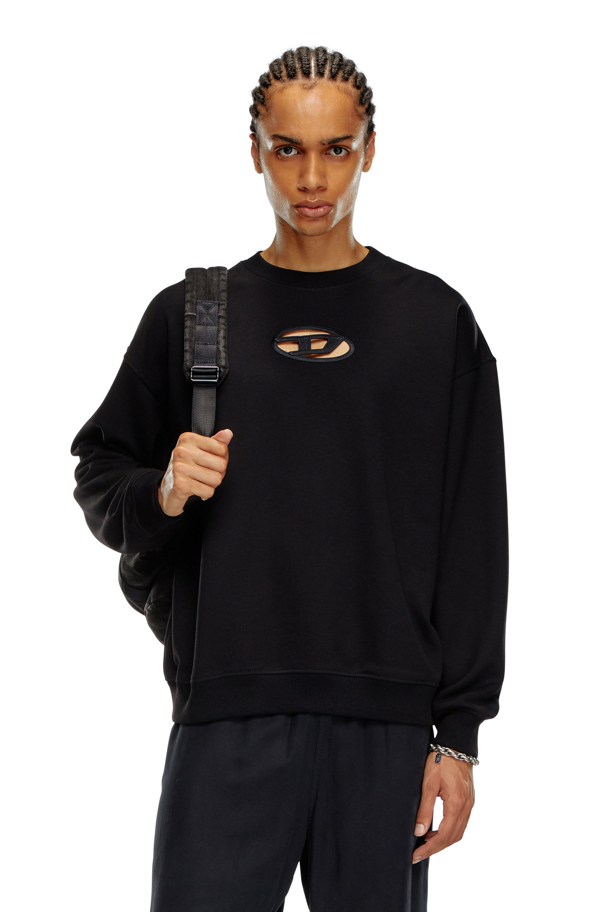 Diesel - S-BOXT-OD, Man Sweatshirt with cut-out Oval D logo in Black - Image 3