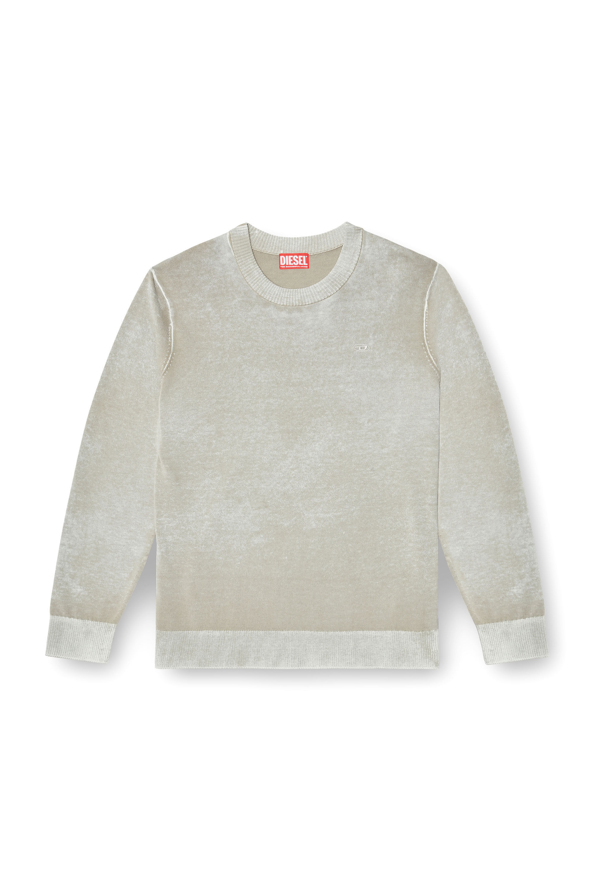 Diesel - K-LAURENT, Man's Jumper with faded reverse print in Light Grey - 2