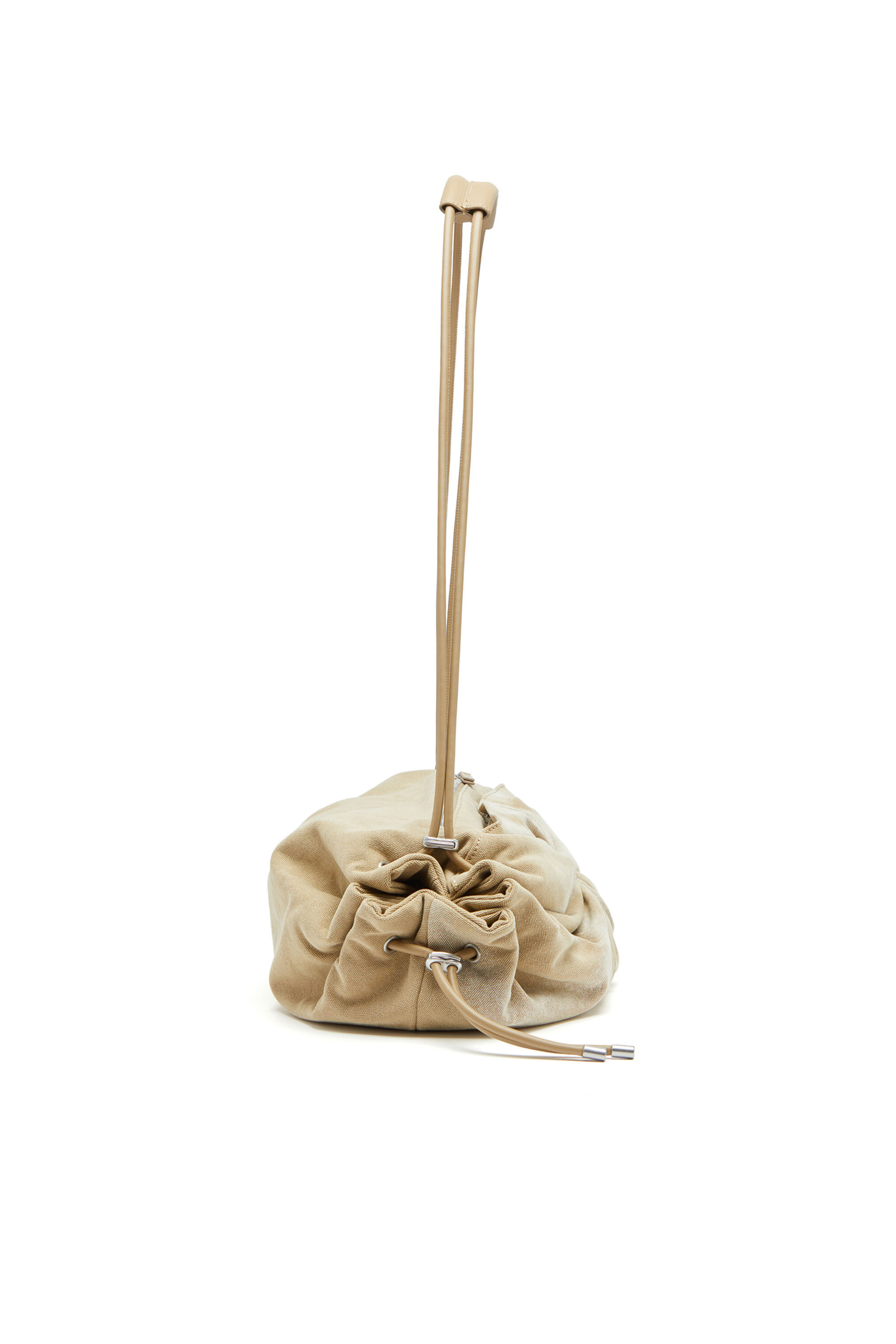 Diesel - SCRUNCH-D CROSSBODY L, Woman's Scrunch-D L-Scrunched duffle bag in treated canvas in Beige - 4