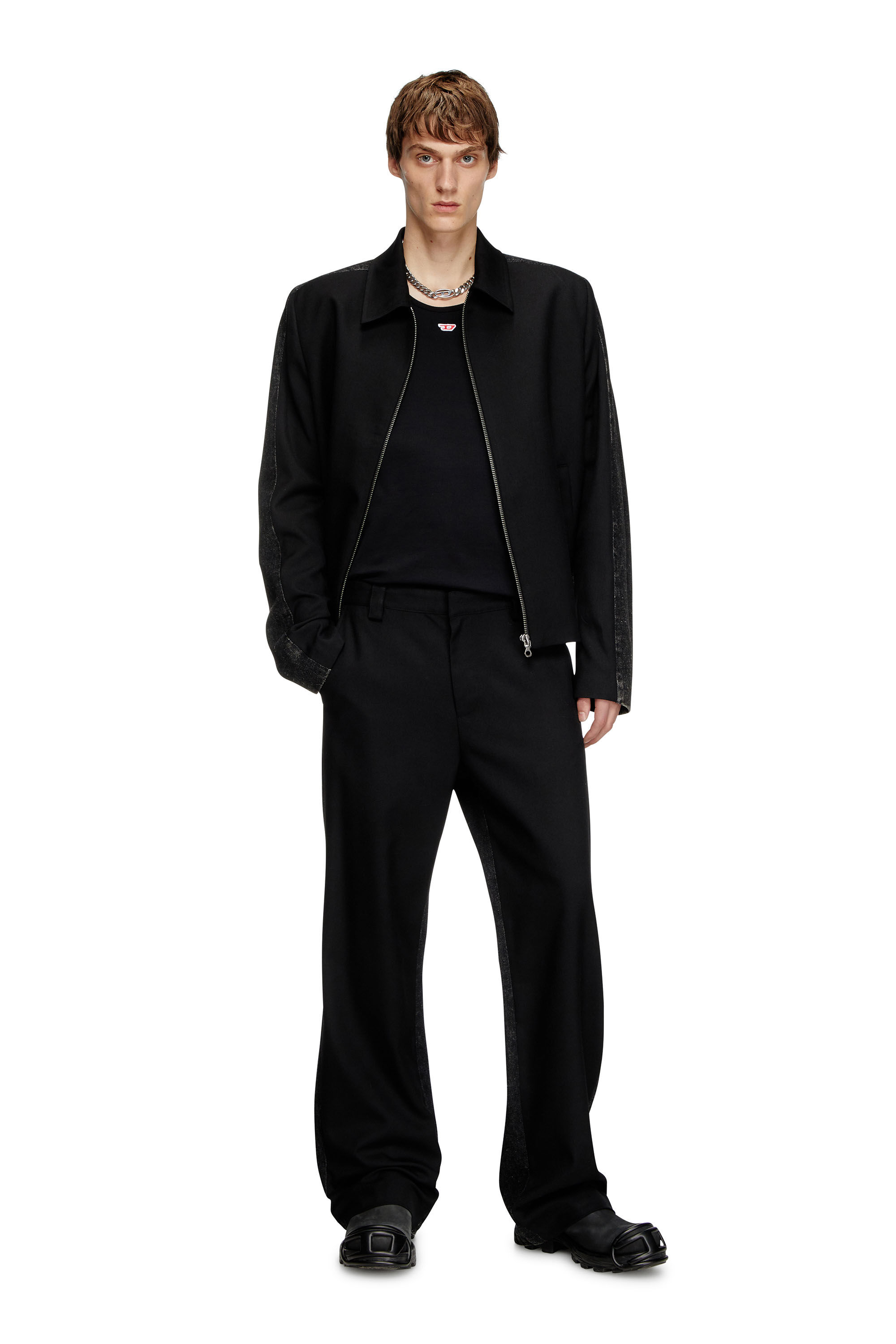 Diesel - P-WIRE-B, Man's Hybrid pants in twill and denim in Black - 1