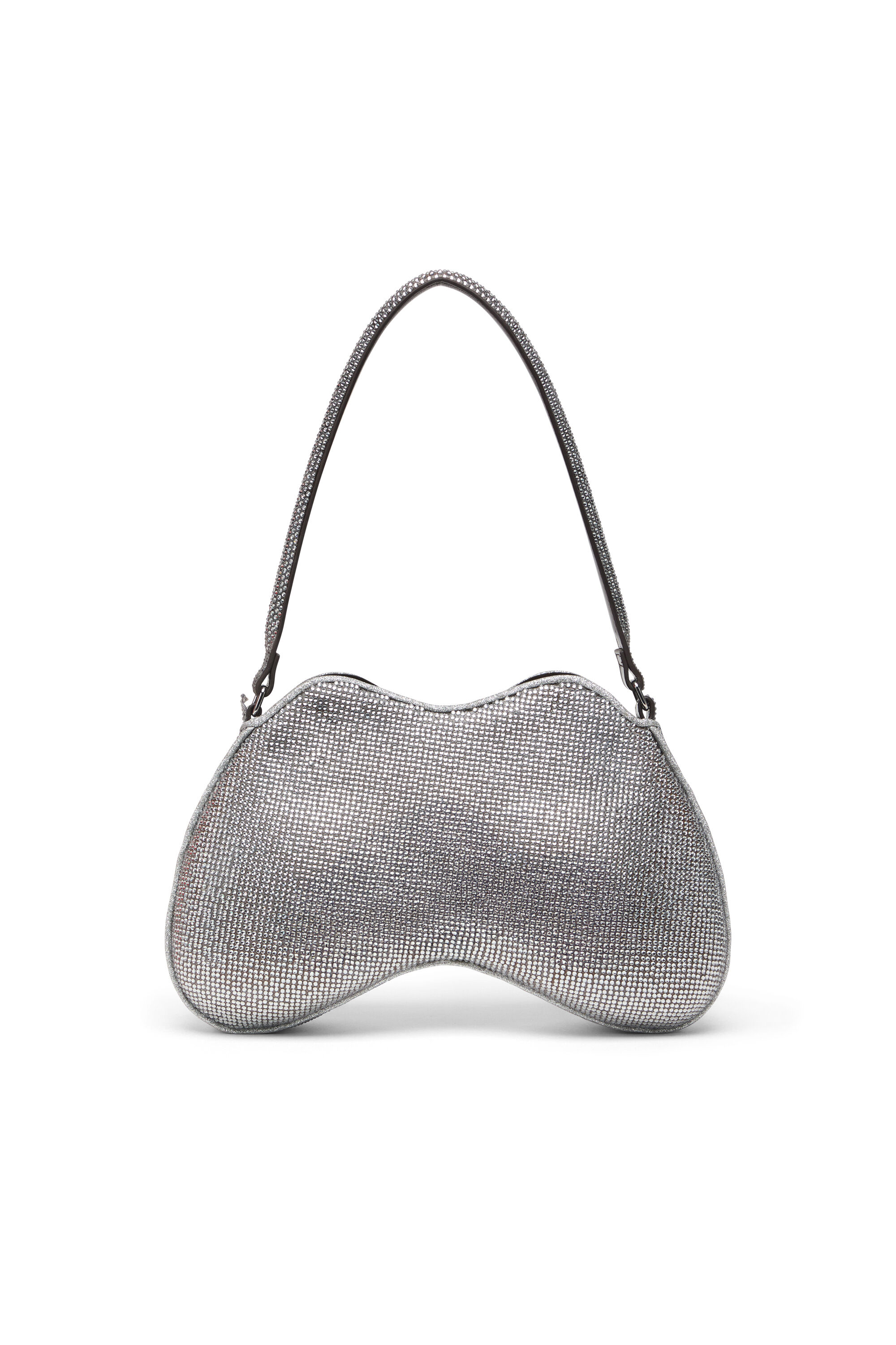 Diesel - DOUBLE-D SHOULDER, Woman's Double-D-Shoulder bag with all-over crystals in Silver - 3
