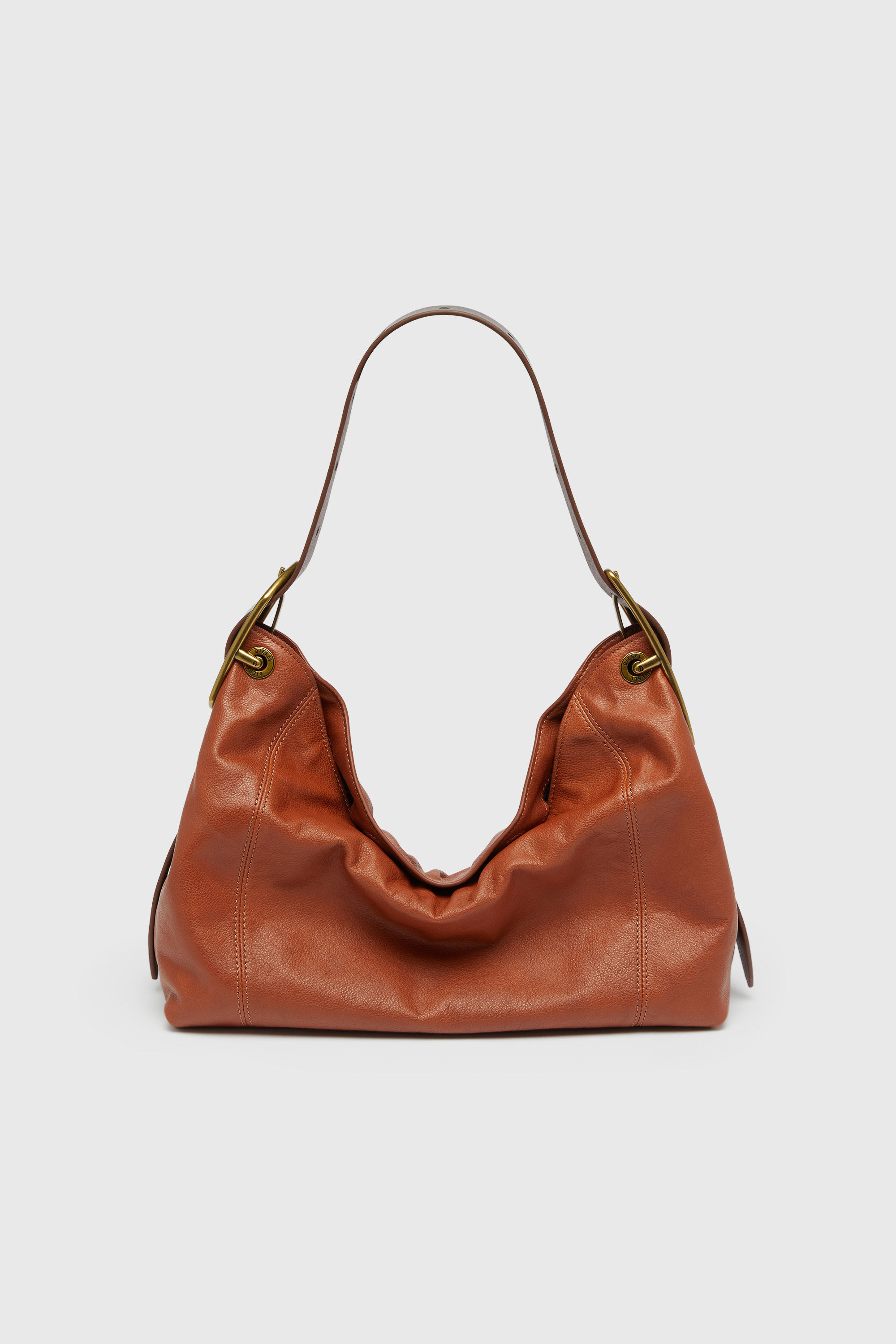 Diesel - D-LINE HOBO S, Woman's D-Line-Shoulder bag in shiny leather in Brown - 2