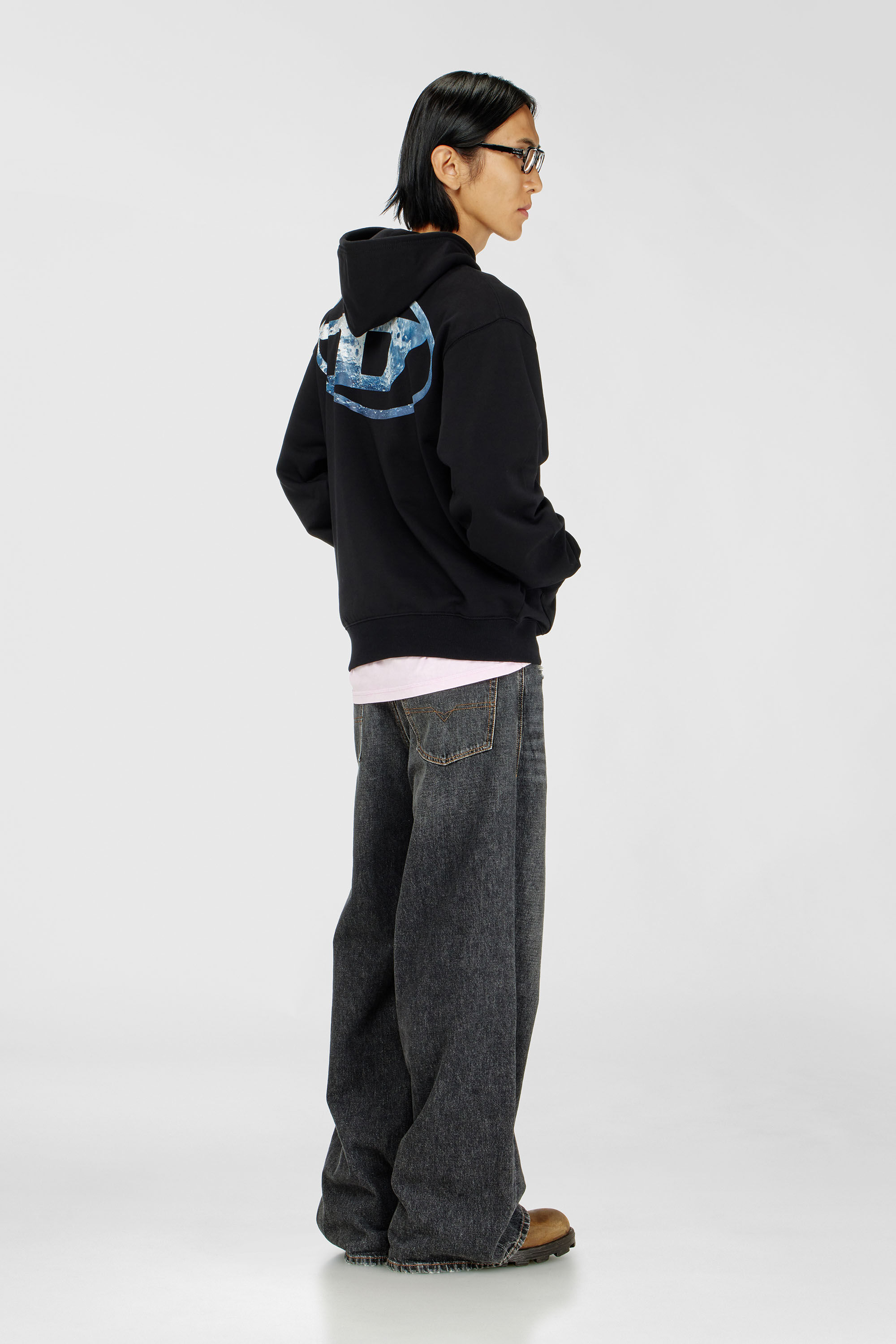 Diesel - S-LUK-H-MOON-T92, Man's Hoodie with Oval D logo in Black - 1