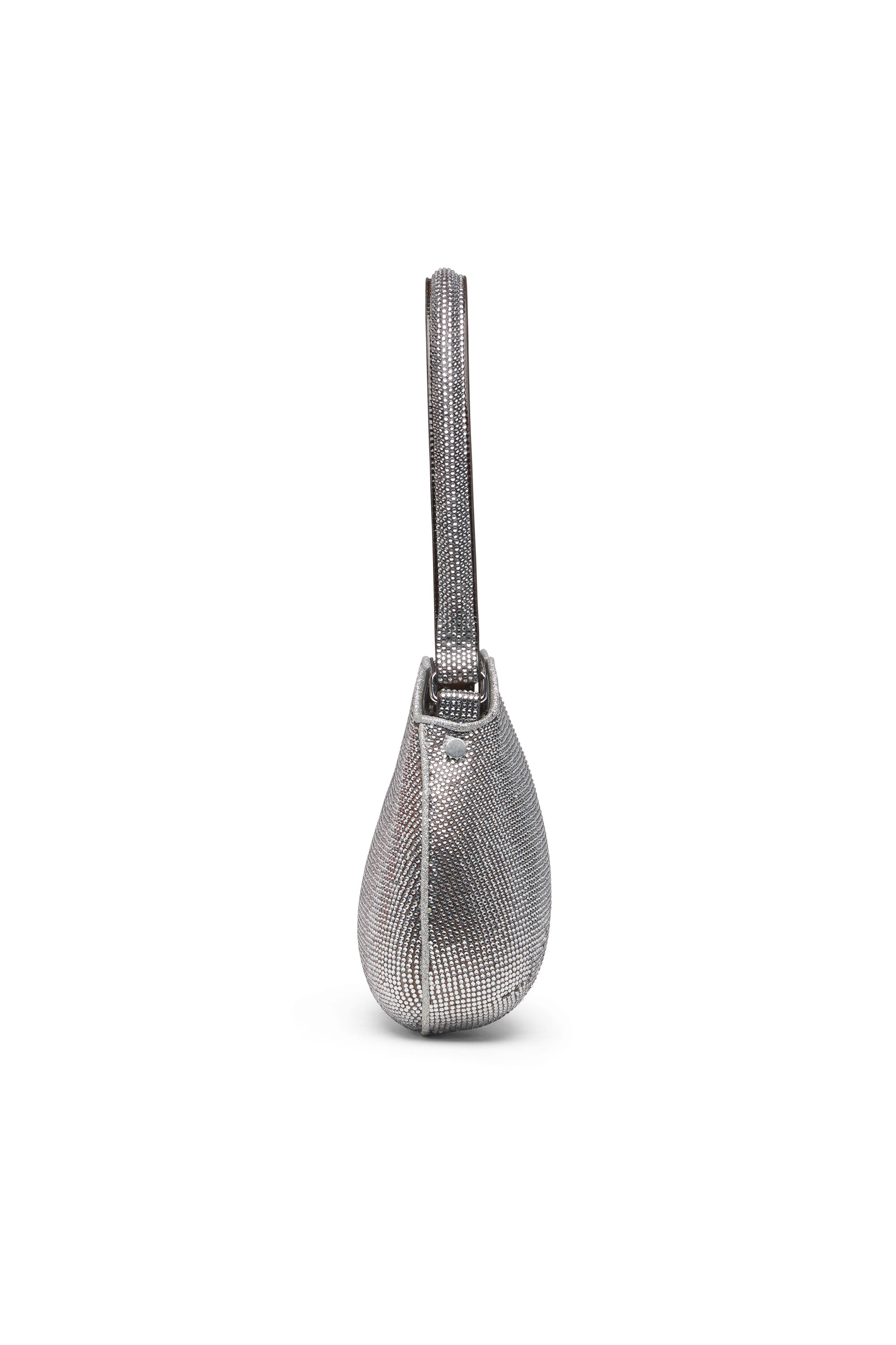 Diesel - DOUBLE-D SHOULDER, Woman's Double-D-Shoulder bag with all-over crystals in Silver - 4