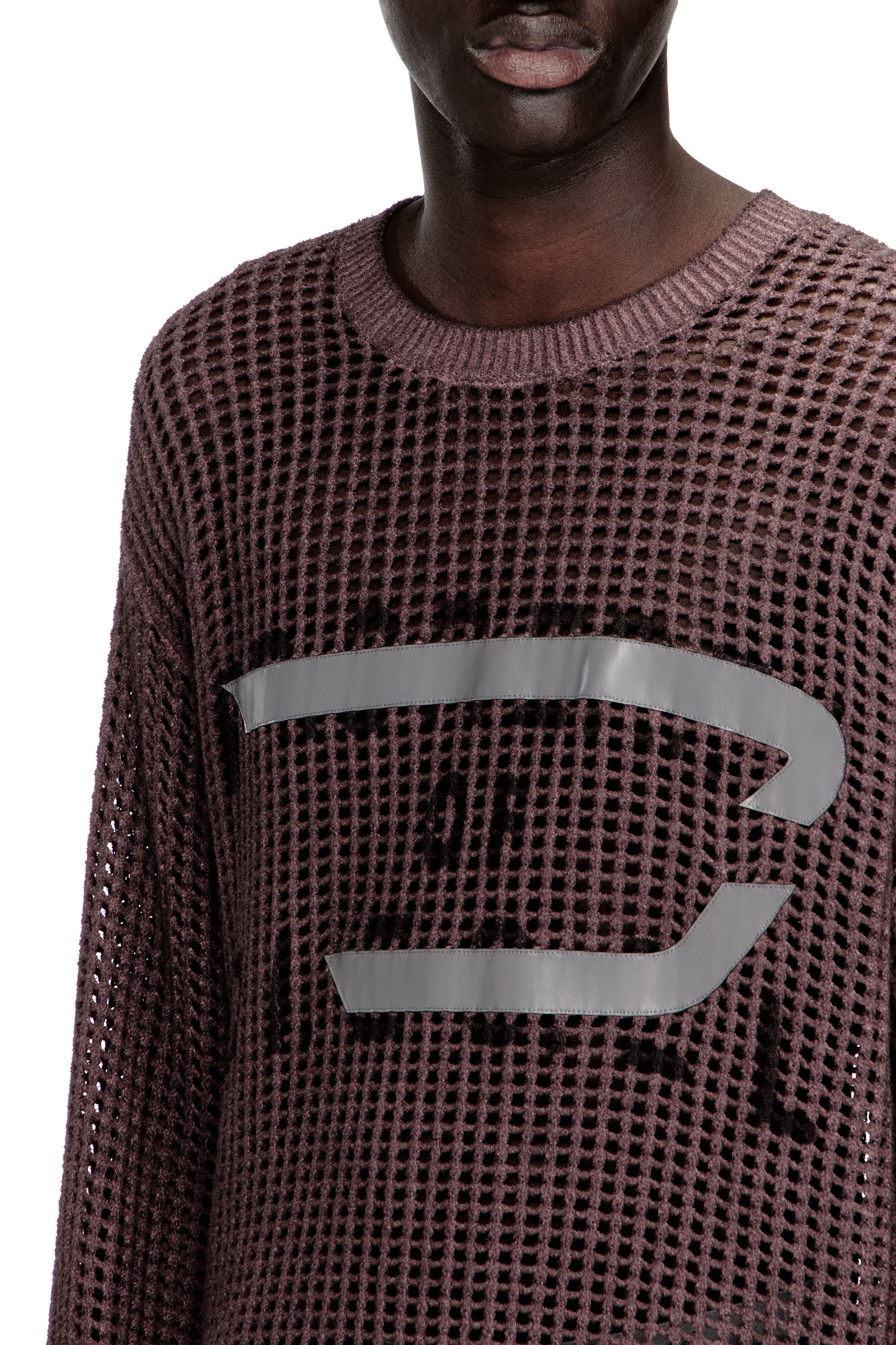 Diesel - K-ROCH, Man's Long-sleeve mesh-knit top in Violet - 5