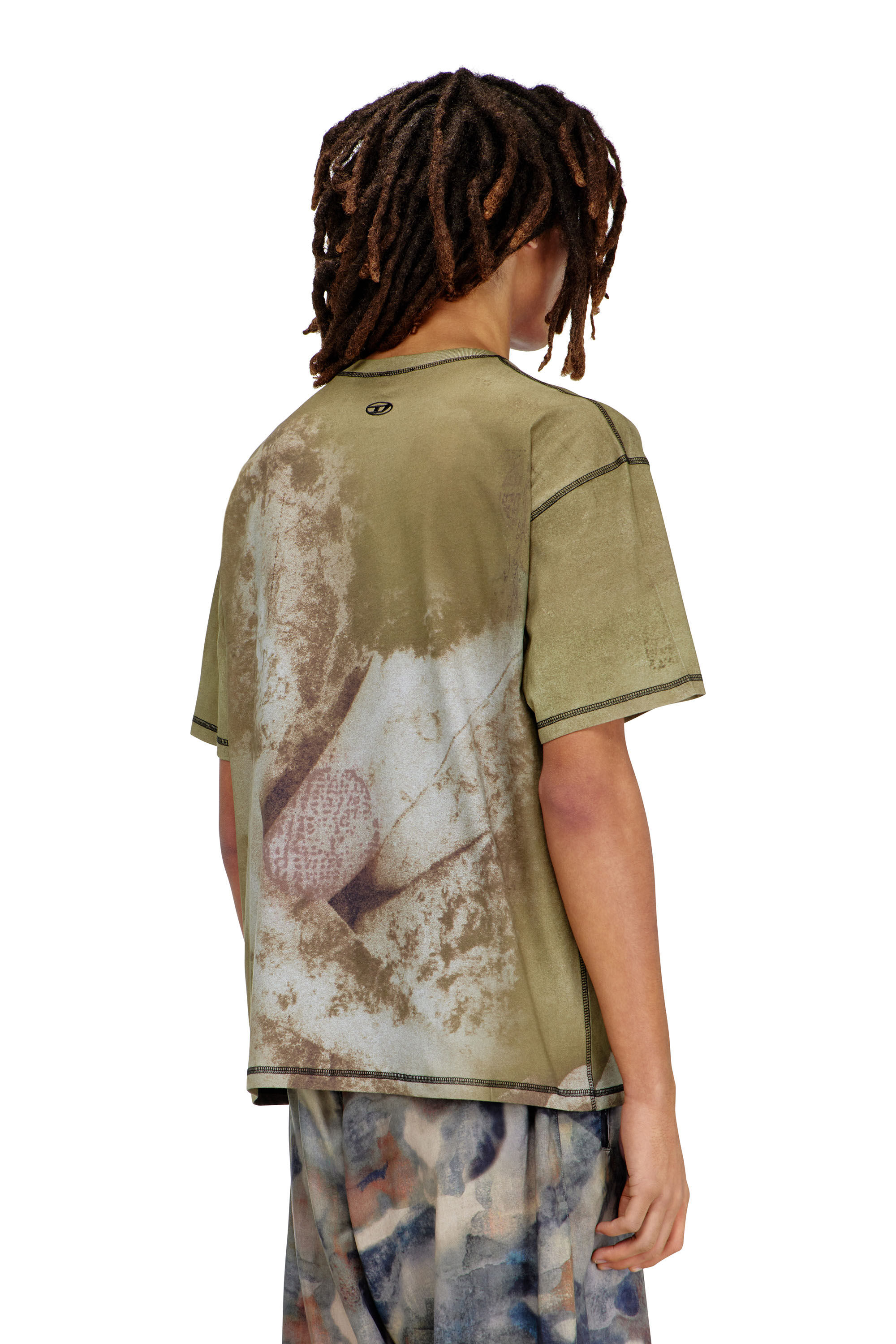 Diesel - T-BOXT-V5, Man's Relaxed T-shirt with all-over prints and patches in Green - 4