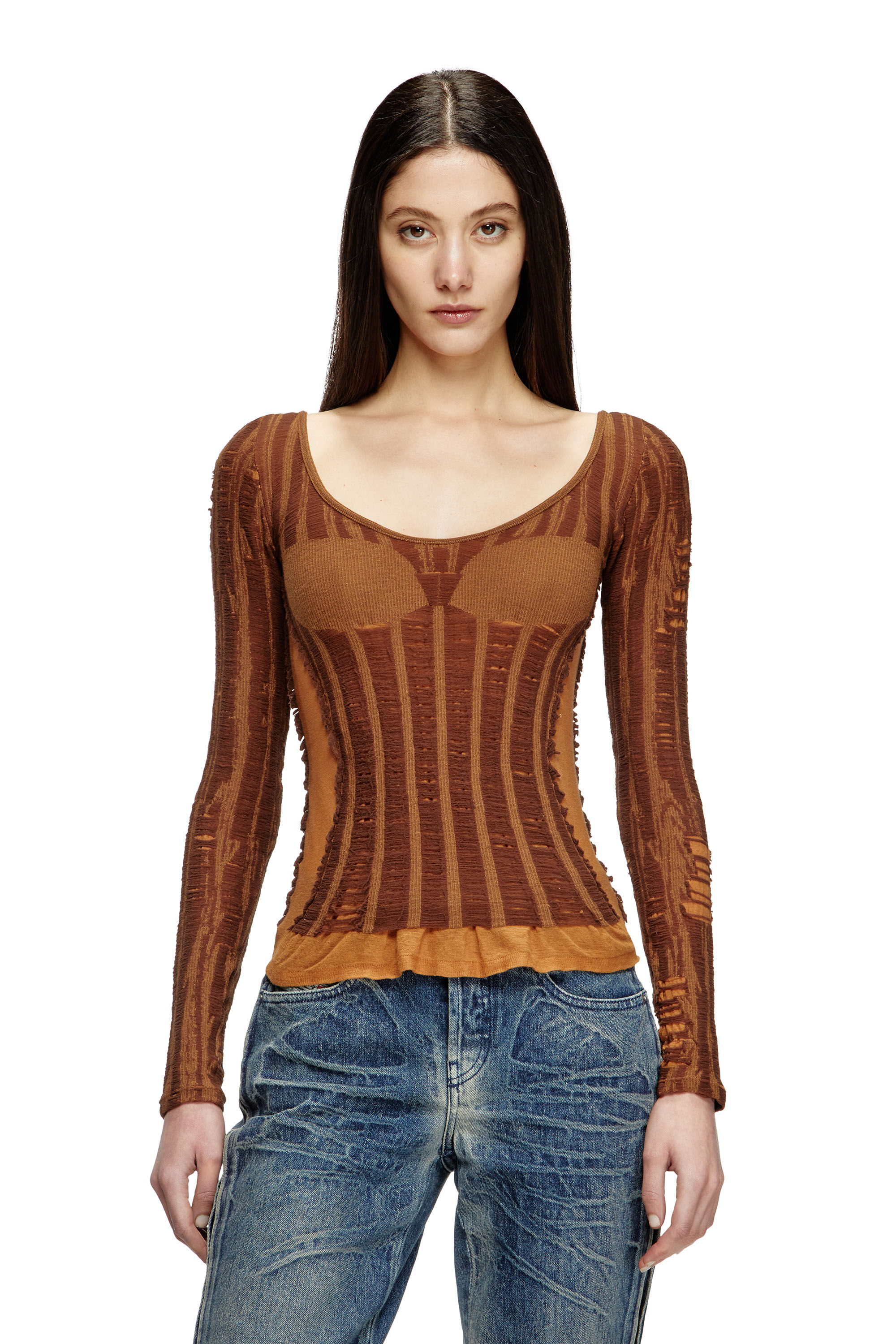 Diesel - M-CALAI, Woman's Seamless top with lingerie illusion in null - 3