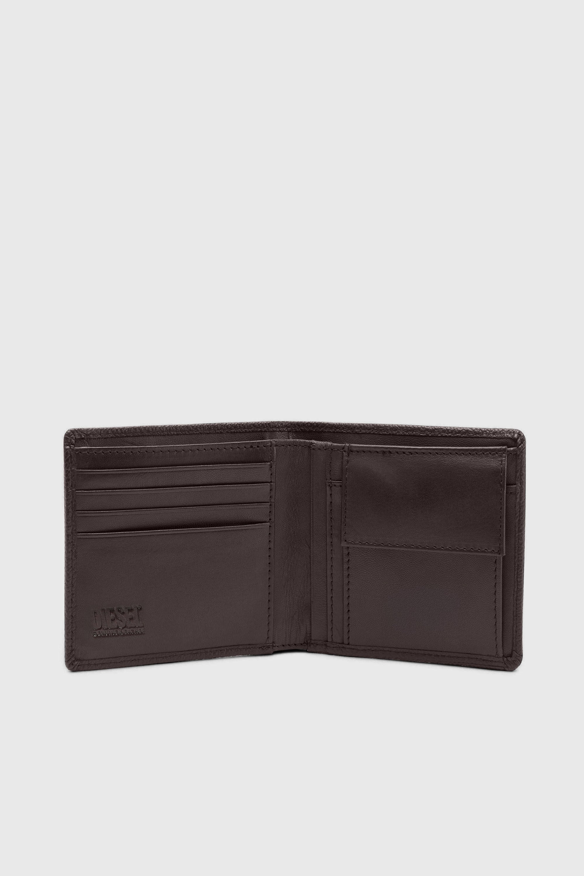 Diesel - BI FOLD COIN S, Man's Bi-fold wallet in grainy leather in Dark Brown - 3