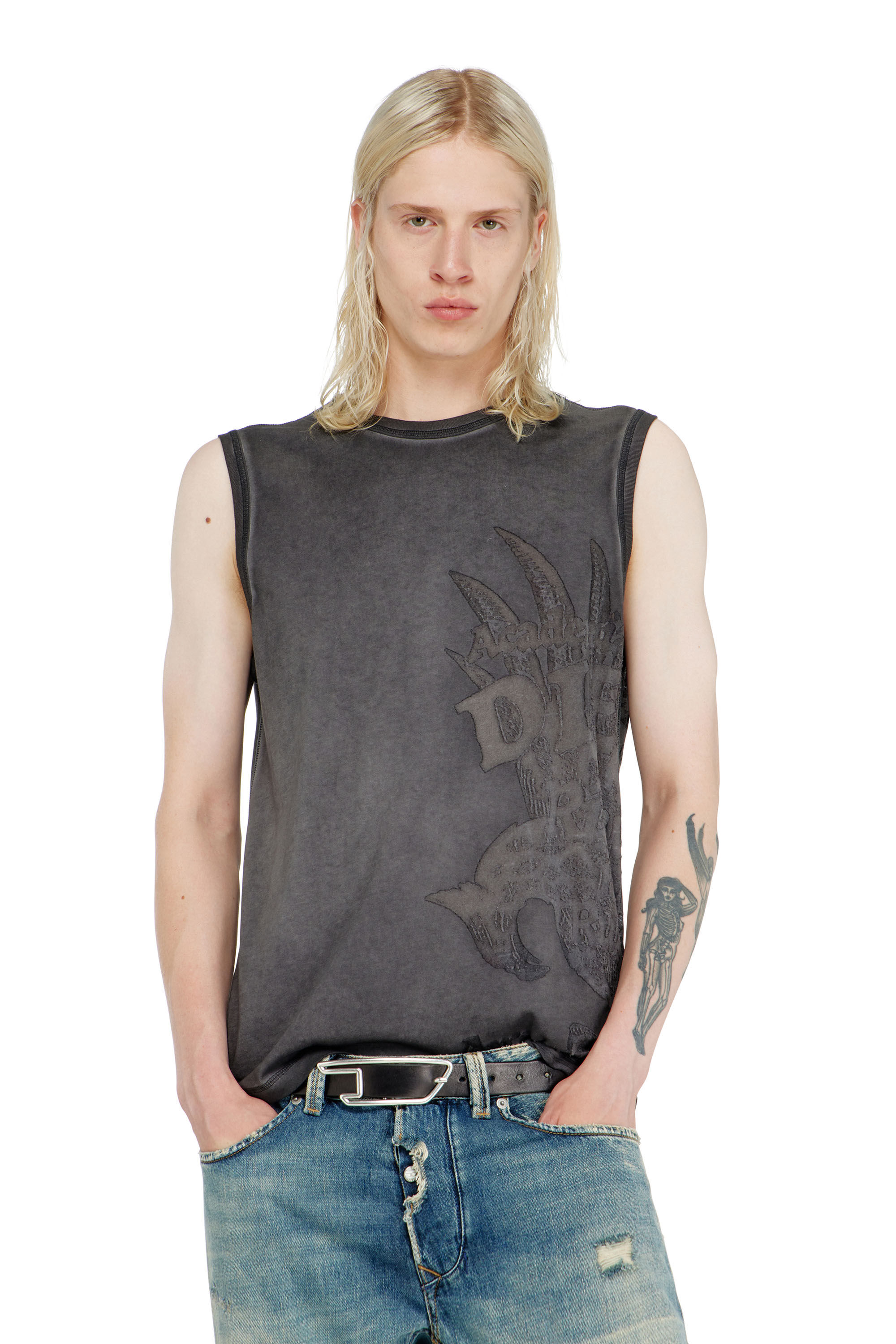Diesel - T-RAWBISCO, Man's Sleeveless jersey top with embossed graphics in null - 3