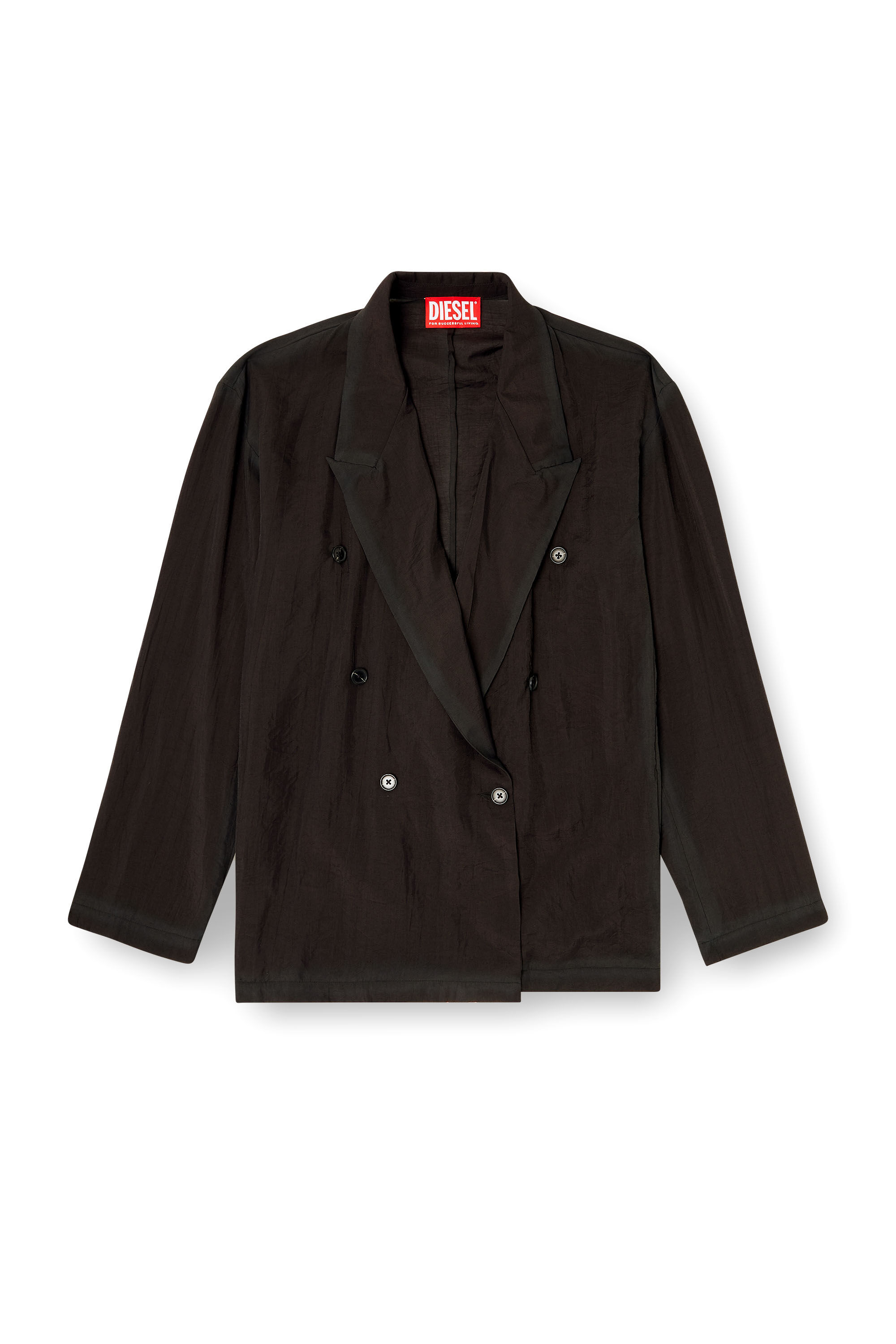 Diesel - J-KEYSERY, Man's Double-breasted blazer in wrinkled shell in Dark grey - 2