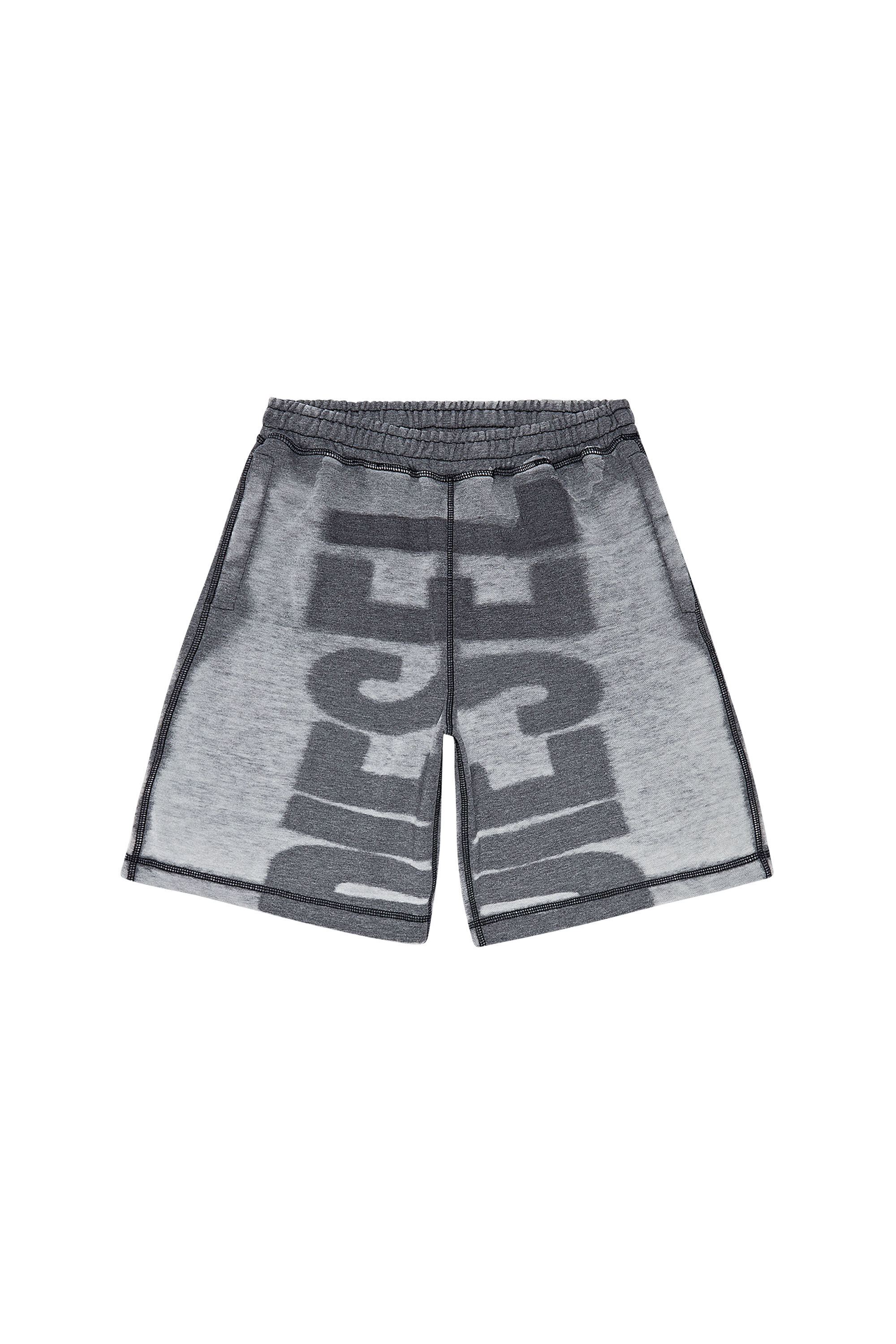Diesel - P-ROWN, Man Sweat shorts with burn-out logo in Black - Image 4