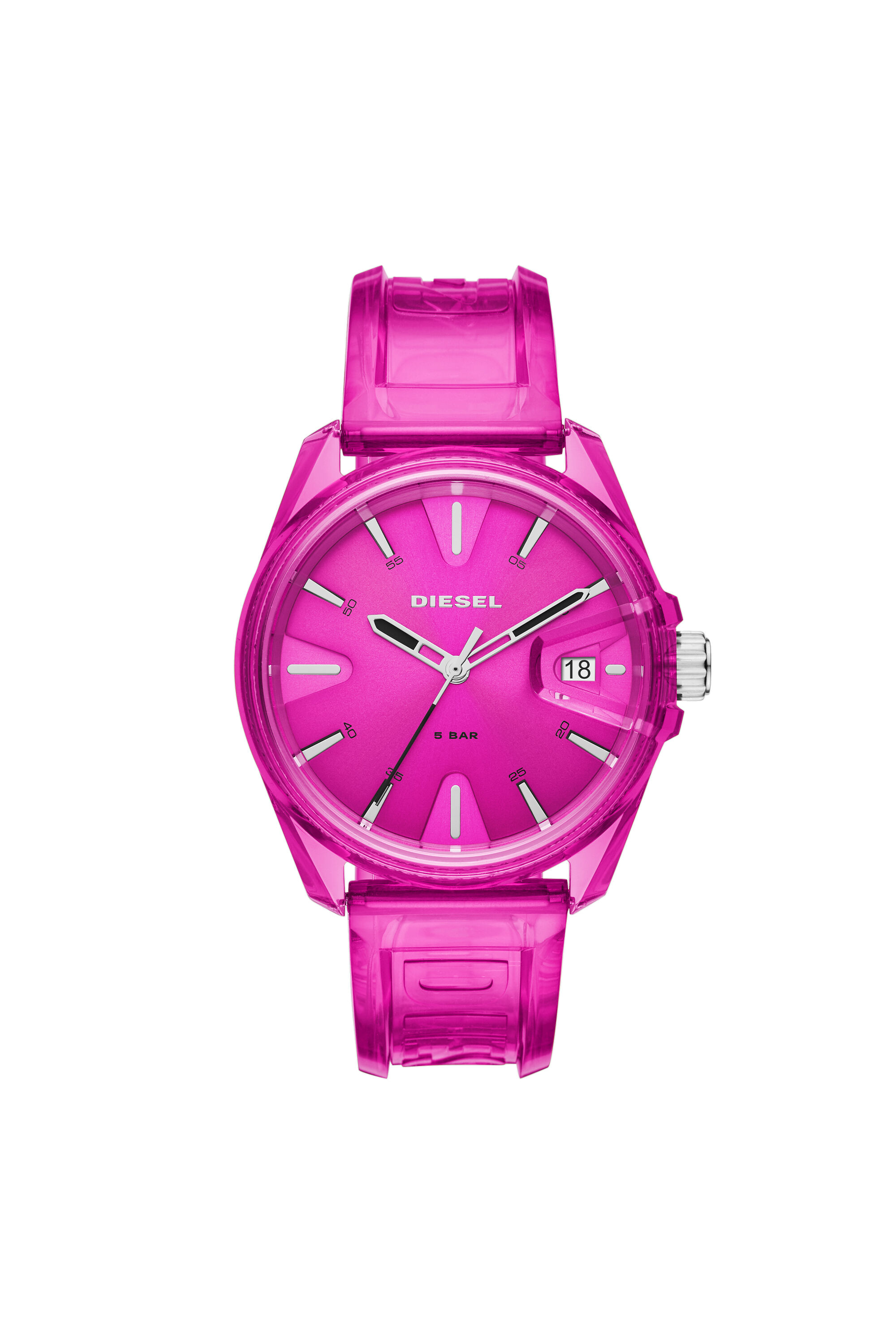 Diesel - DZ1929, Unisex MS9 three-hand pink transparent watch in Pink - Image 1