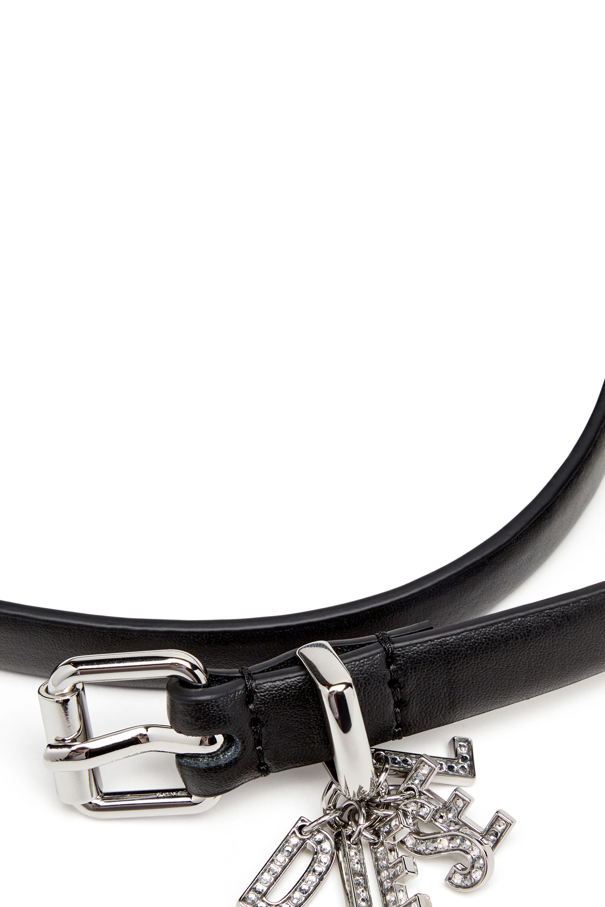 Diesel - B-CHARM-LOOP, Woman's Nappa leather belt with logo charms in Black - 3