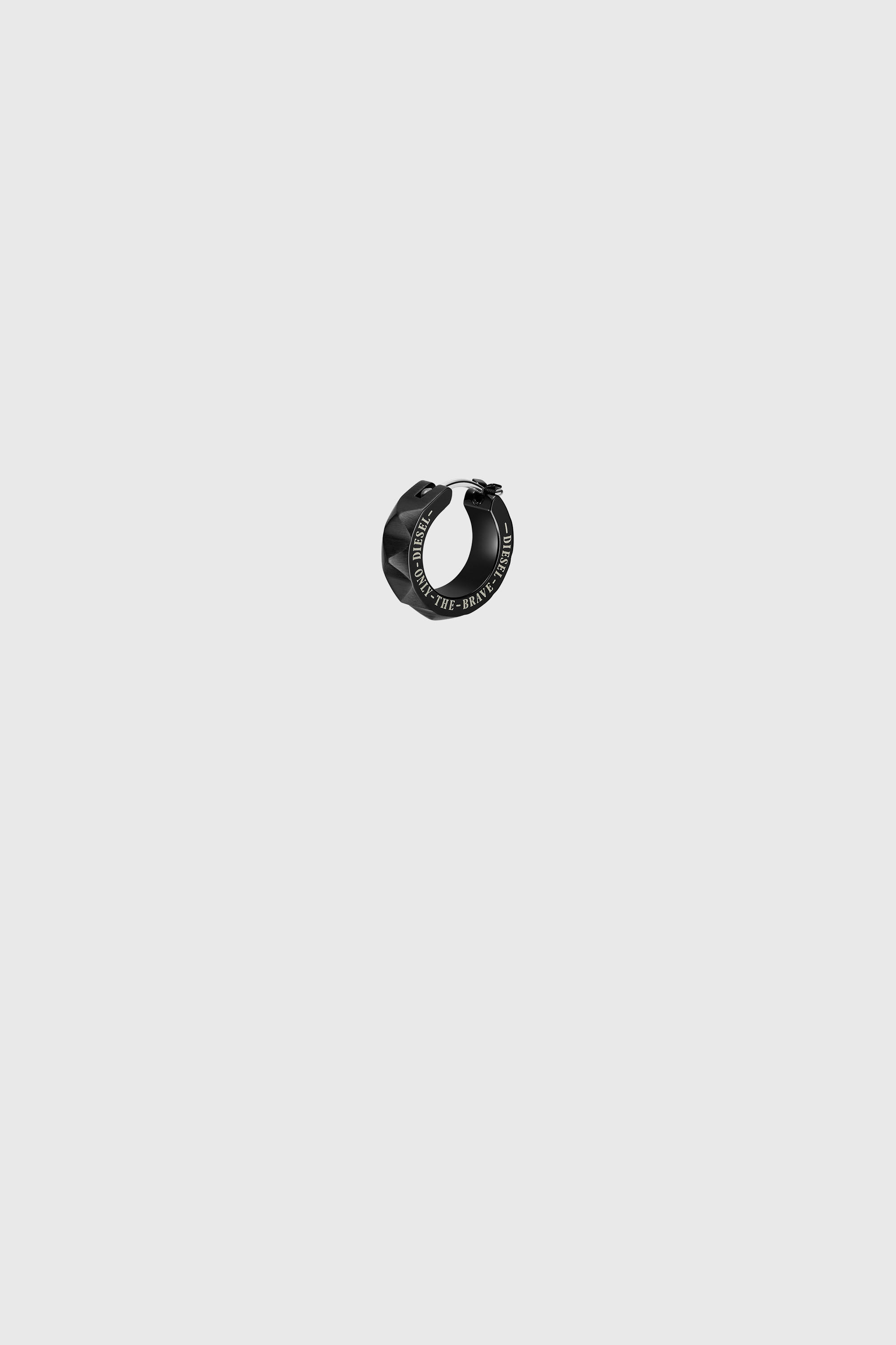 Diesel - DX1273, Man's Black stainless steel studded huggie single earring in Black - 1