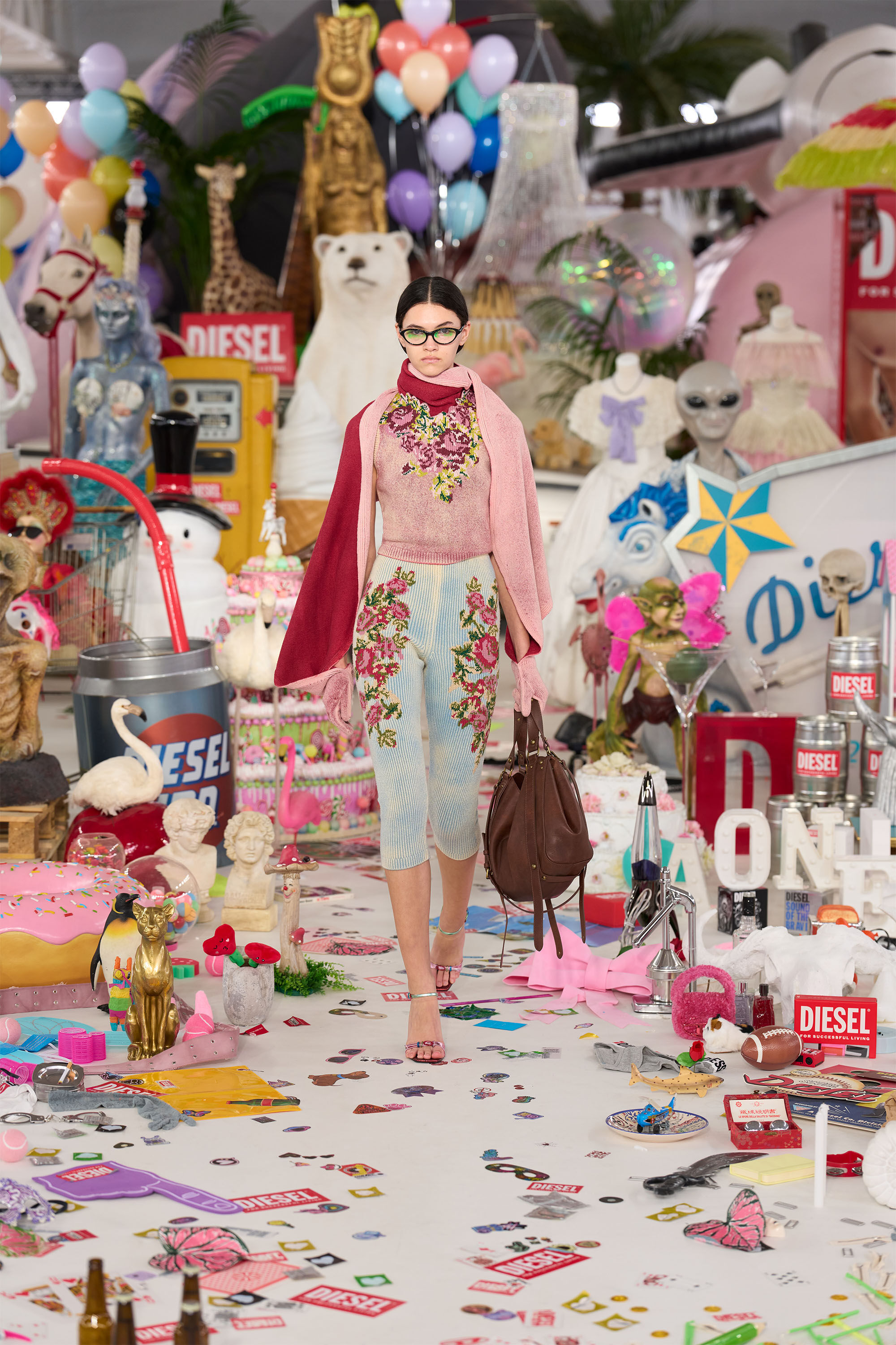 Diesel - K-EVIN, Unisex's Hybrid glove-scarf in two-tone wool in Pink - 2