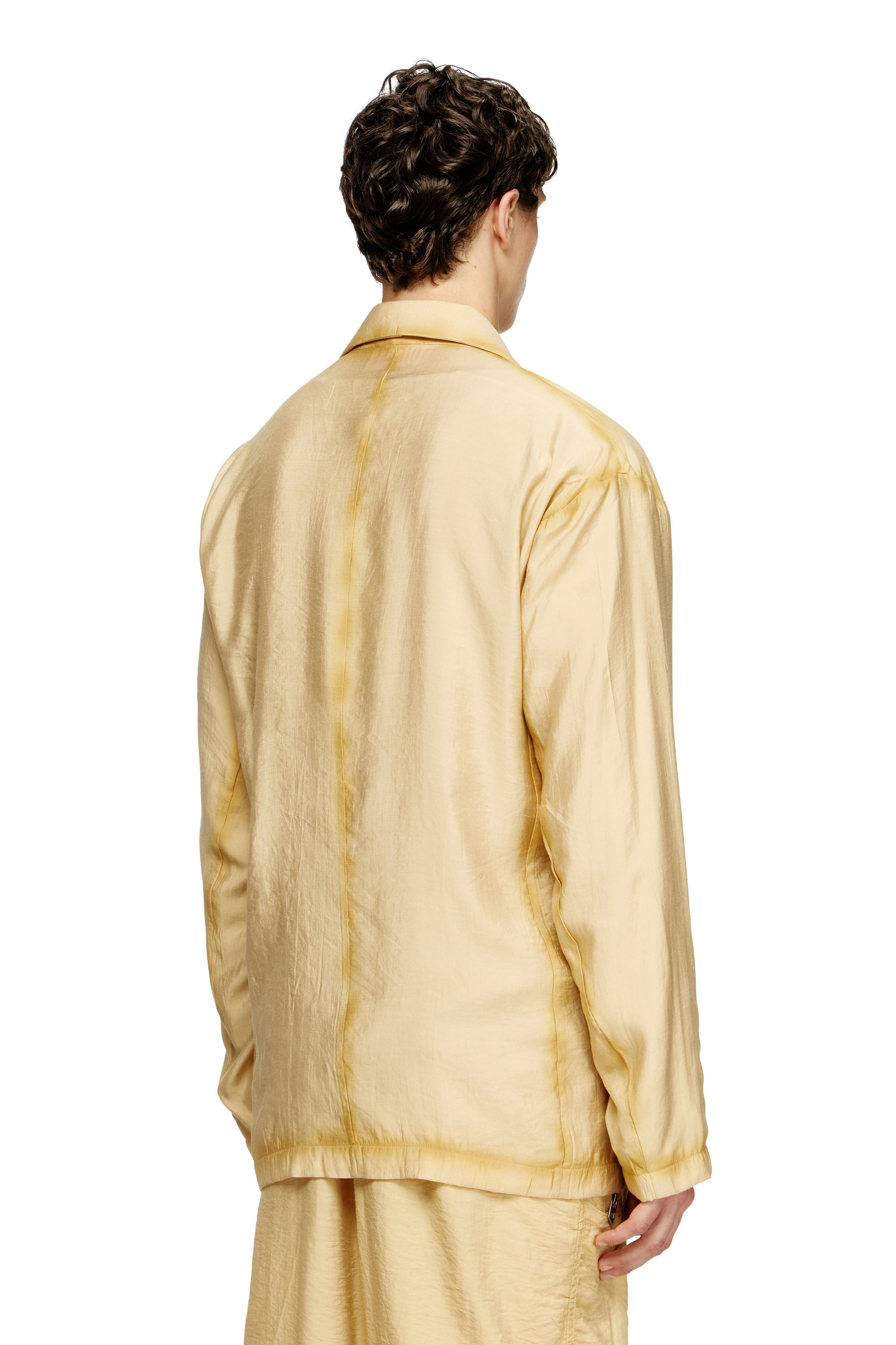 Diesel - J-KEYSERY, Man's Double-breasted blazer in wrinkled shell in Beige - 4