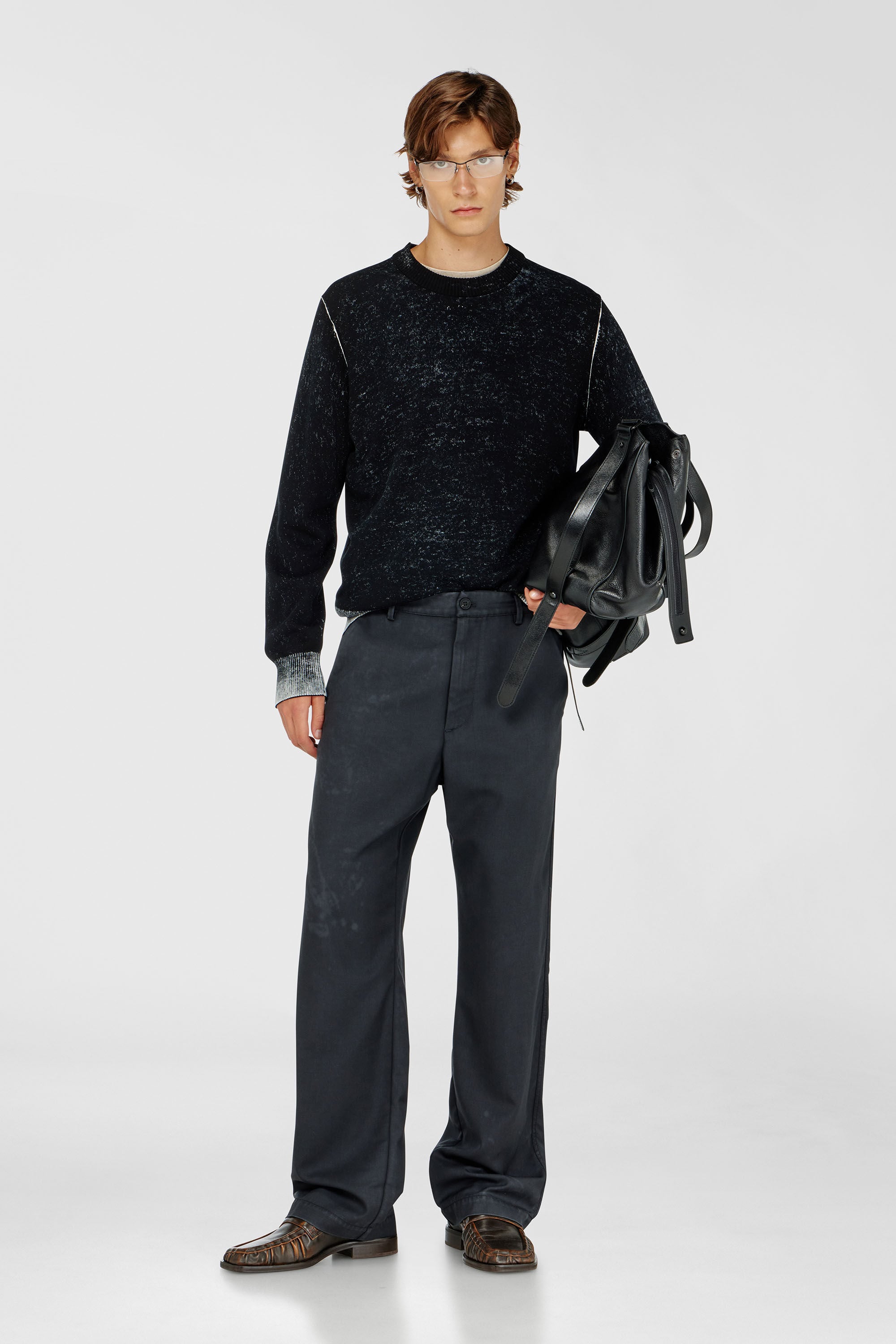 Diesel - K-LARENCE-B, Man's Reverse-print cotton jumper in Black - 1