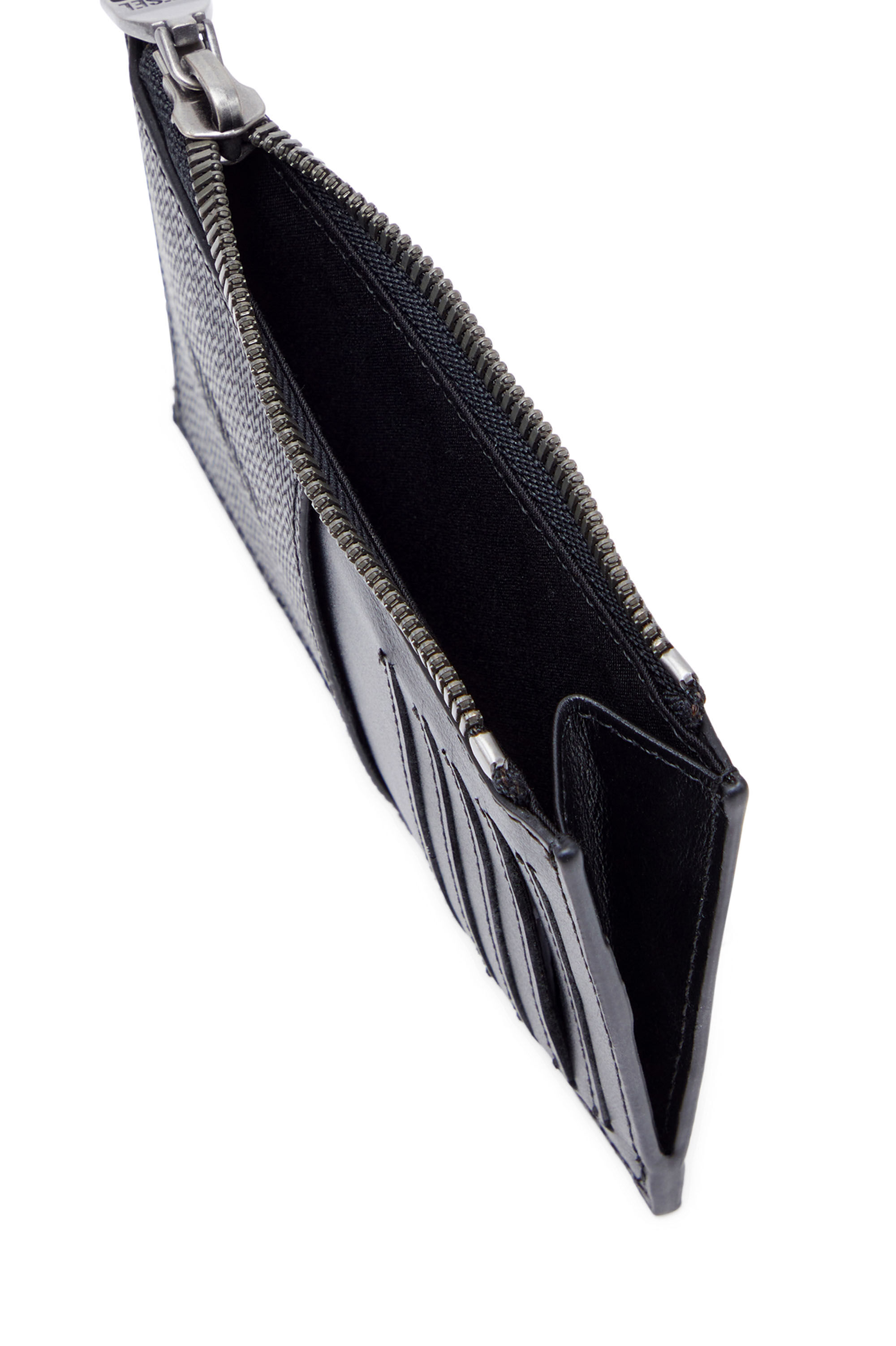 Diesel - CARD HOLDER COIN M, Man Slim card holder in textured leather in Black - Image 3