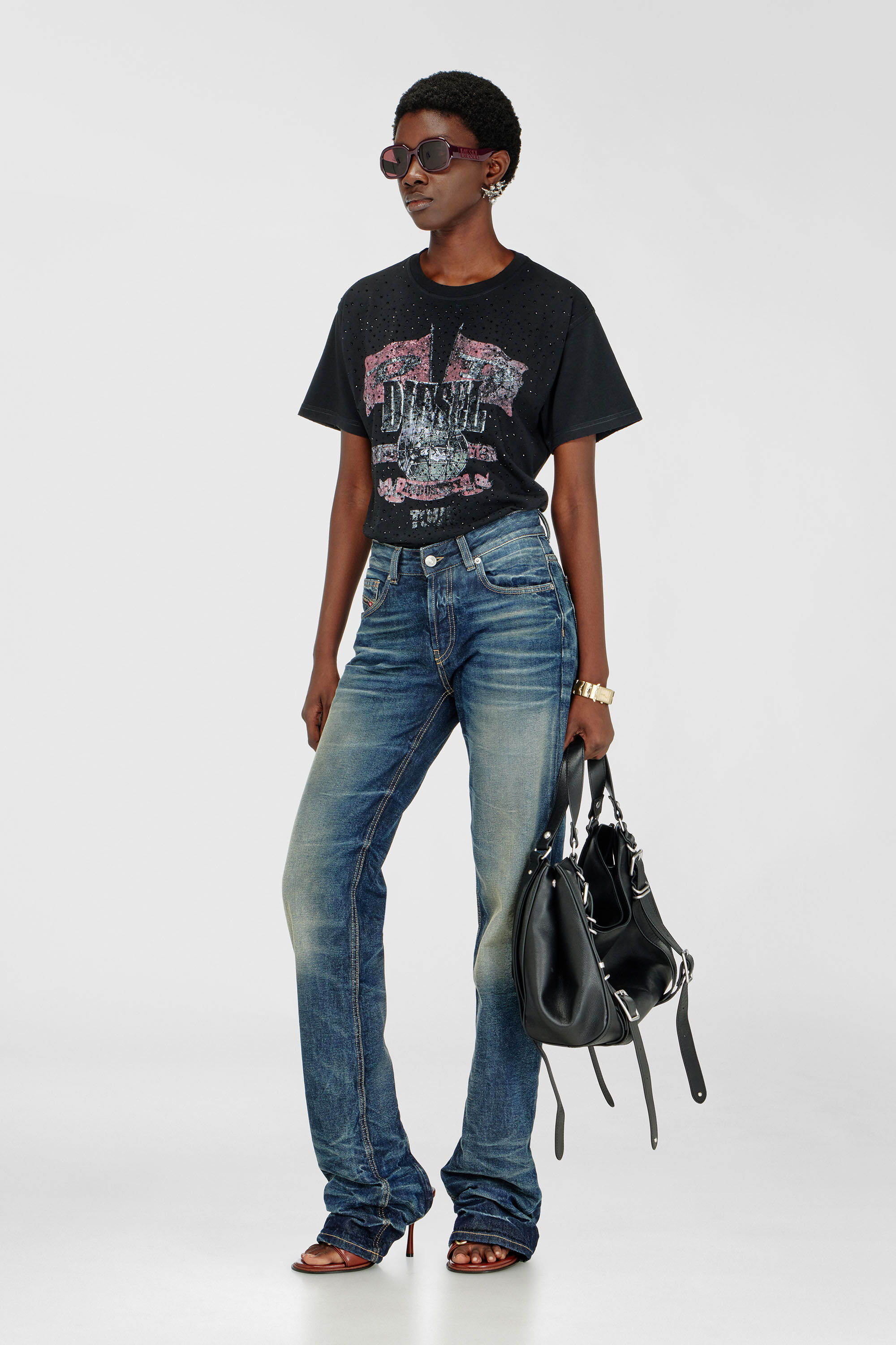 Diesel - T-MARLY, Woman's T-shirt with concert graphics and crystals in null - 1