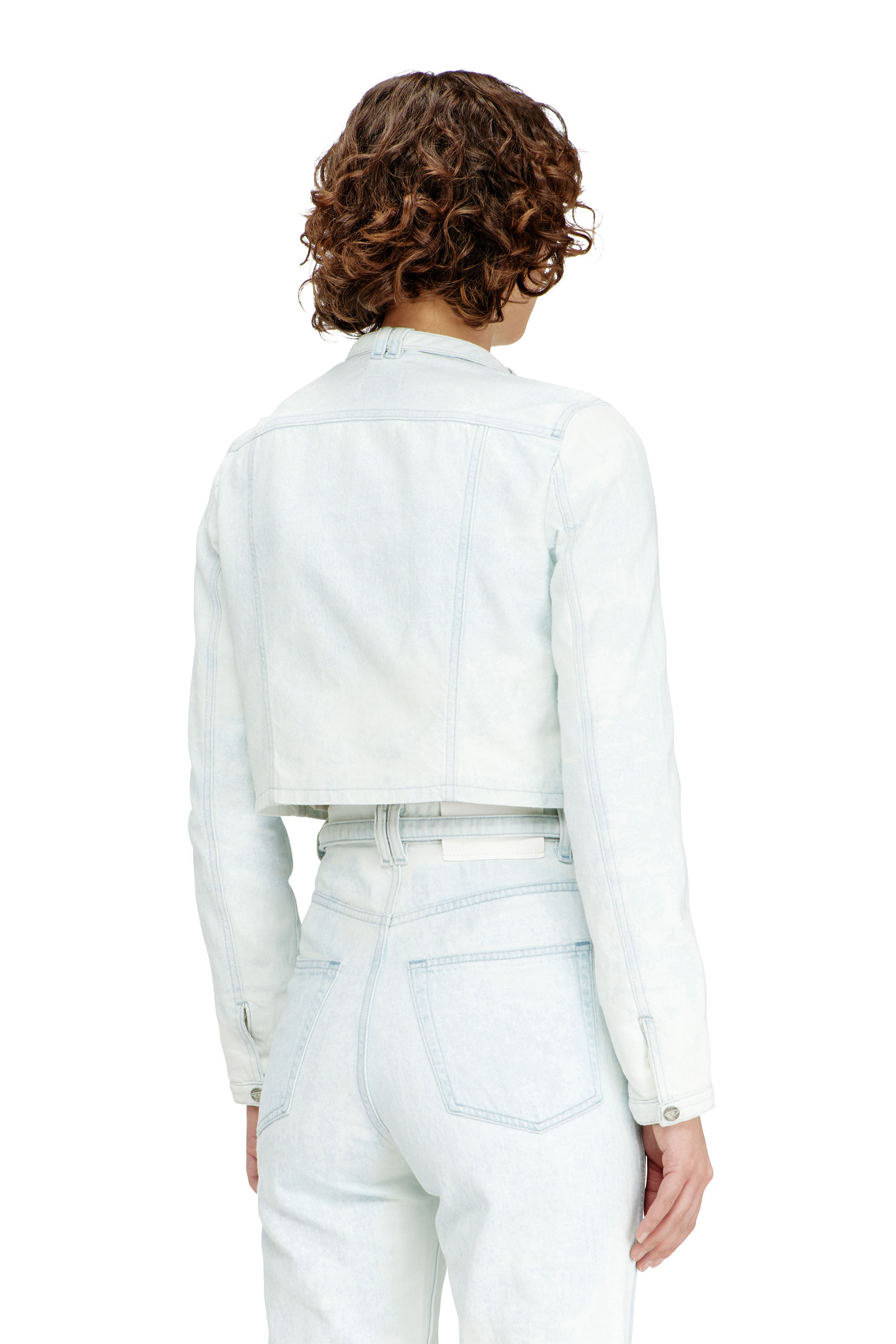 Diesel - DE-SAPHIX-FSI, Woman's Cropped jacket in ice-blue satin denim in Light Blue - 4